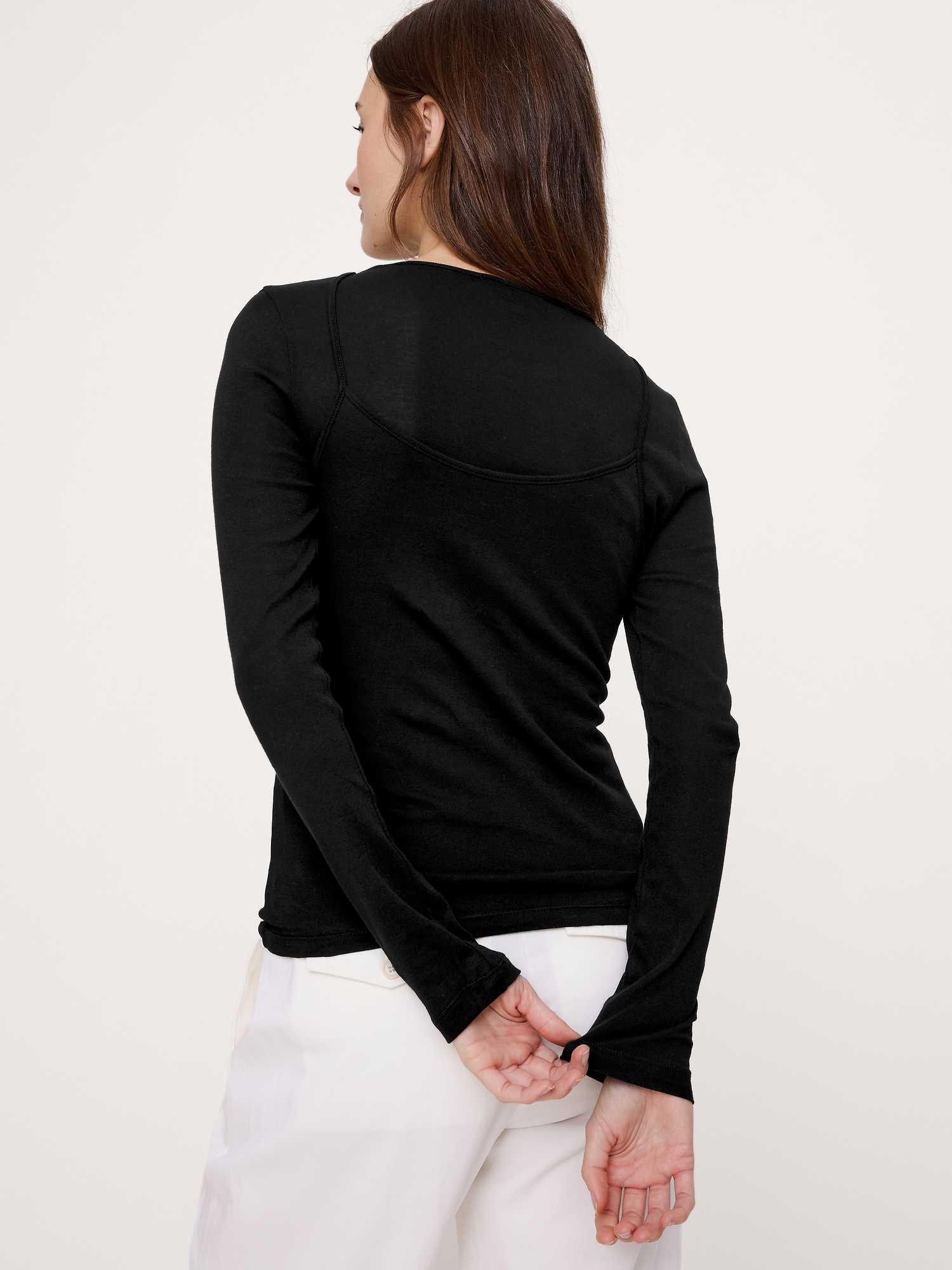 Image number 2 showing, Airy Cotton Layered Long-Sleeve T-Shirt