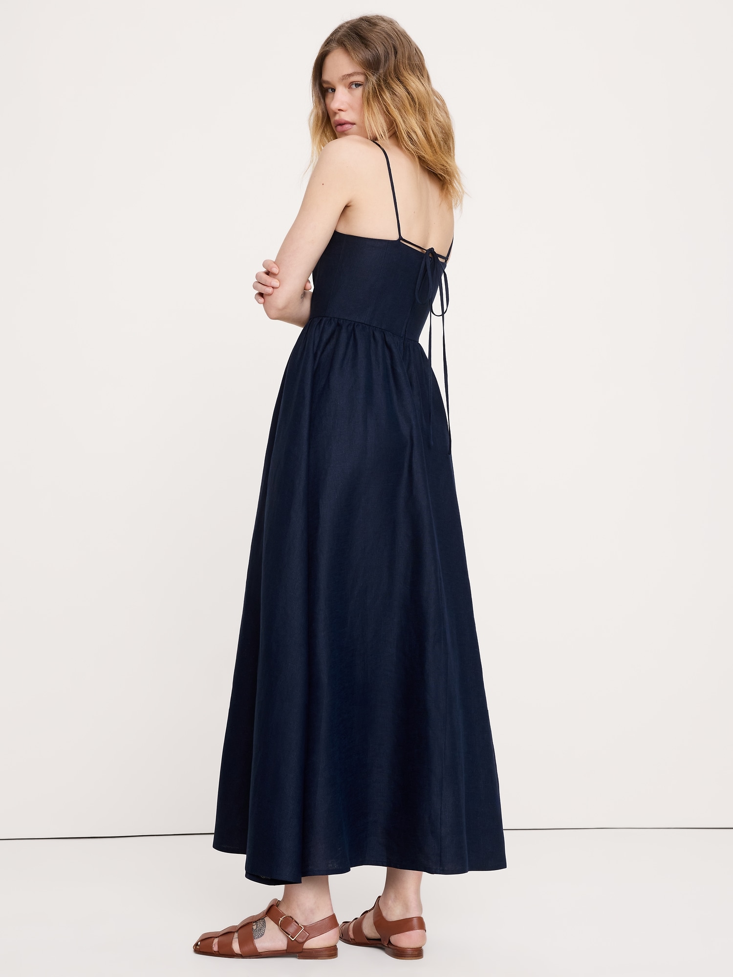 Image number 4 showing, Linen Corset Button-Down Dress