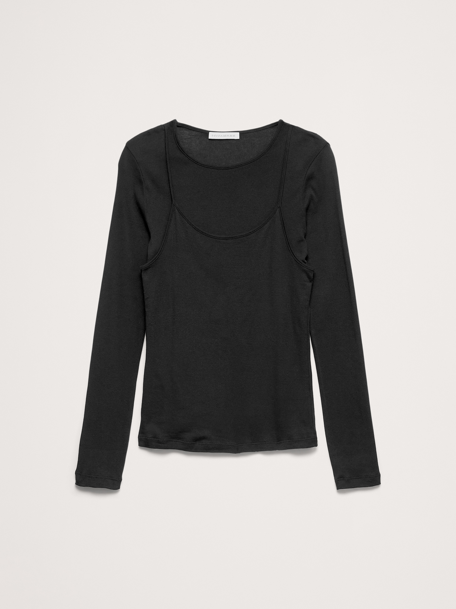 Image number 4 showing, Airy Cotton Layered Long-Sleeve T-Shirt