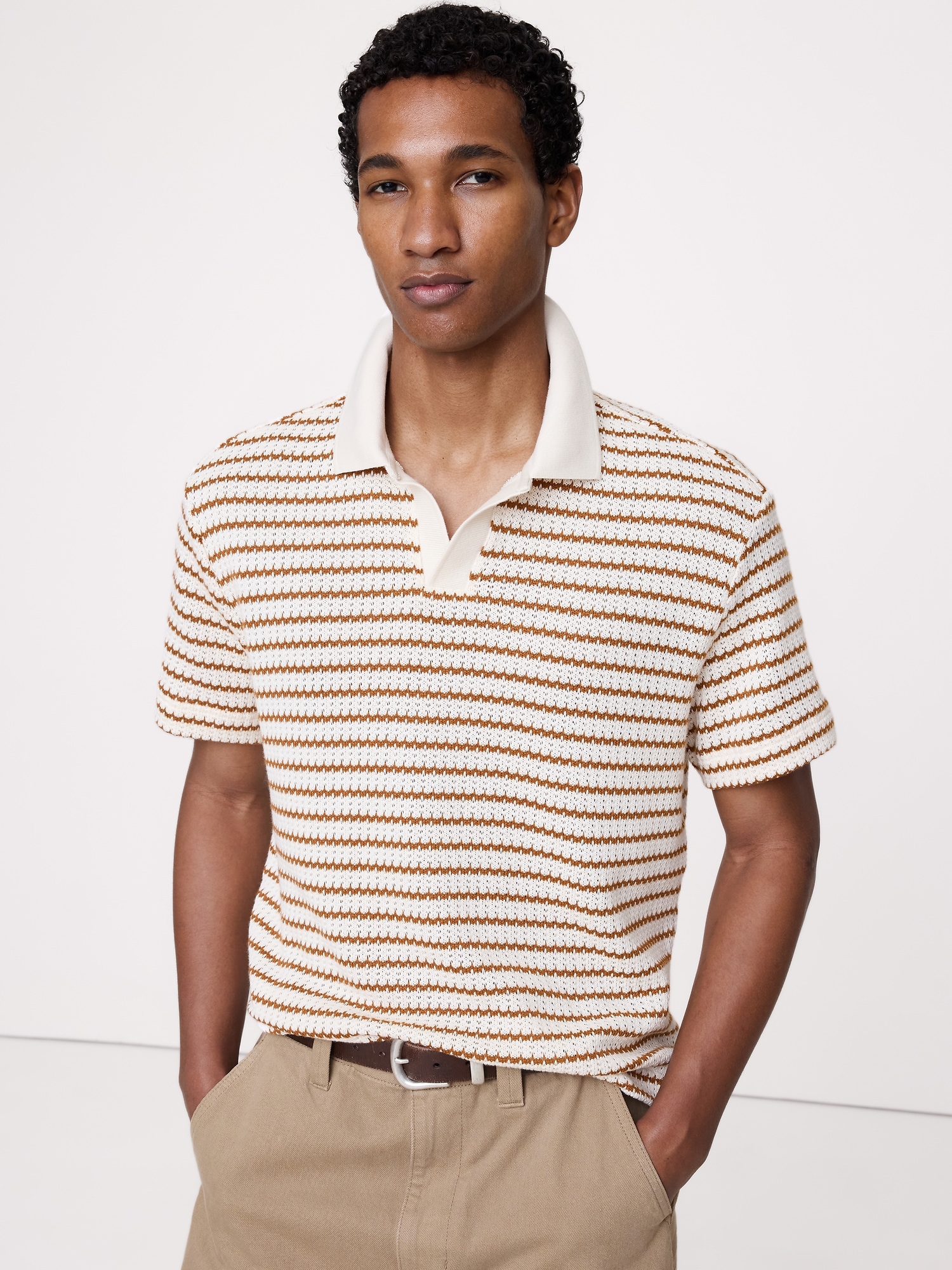 Image number 1 showing, Stripe Johnny-Collar Polo