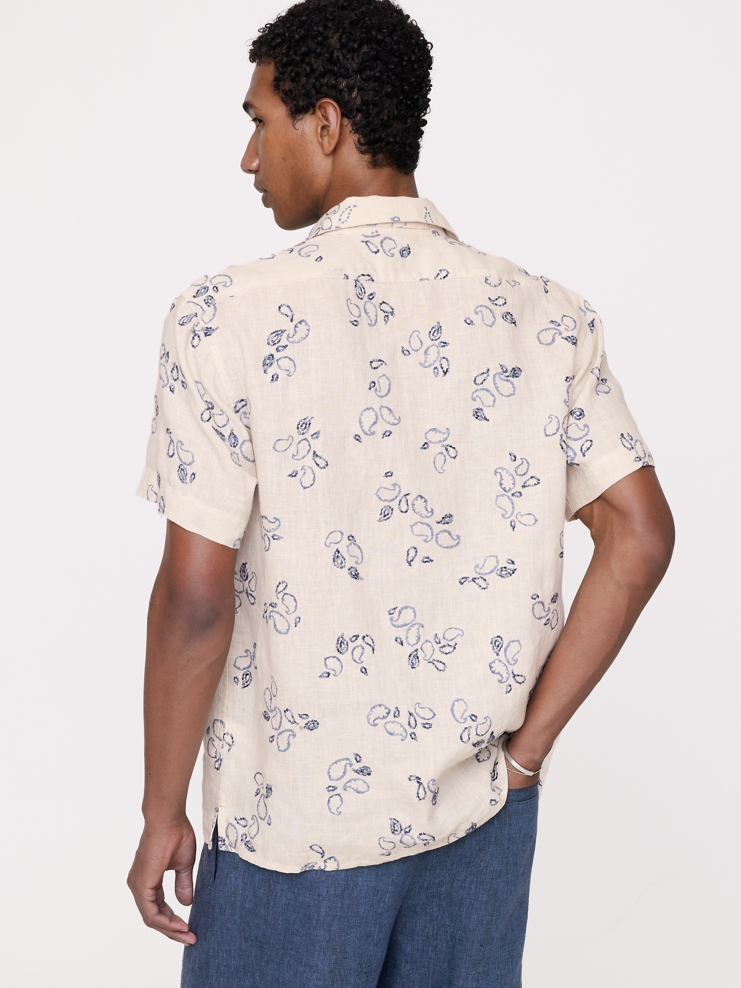 Image number 2 showing, Standard-Fit Embroidered Linen Resort Shirt