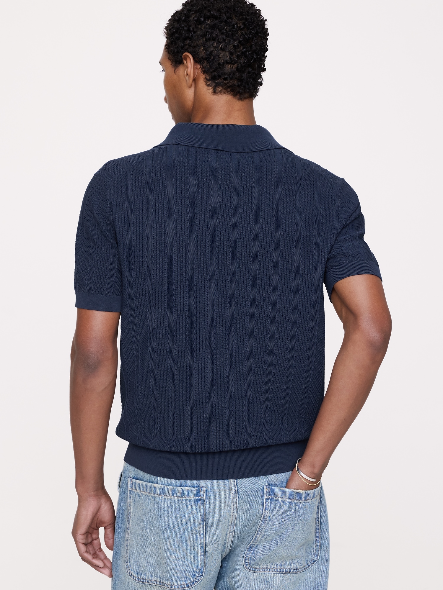 Image number 2 showing, Textured Cotton Stripe Sweater Polo