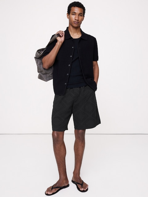 11" Cotton Jacquard Pull-On Short