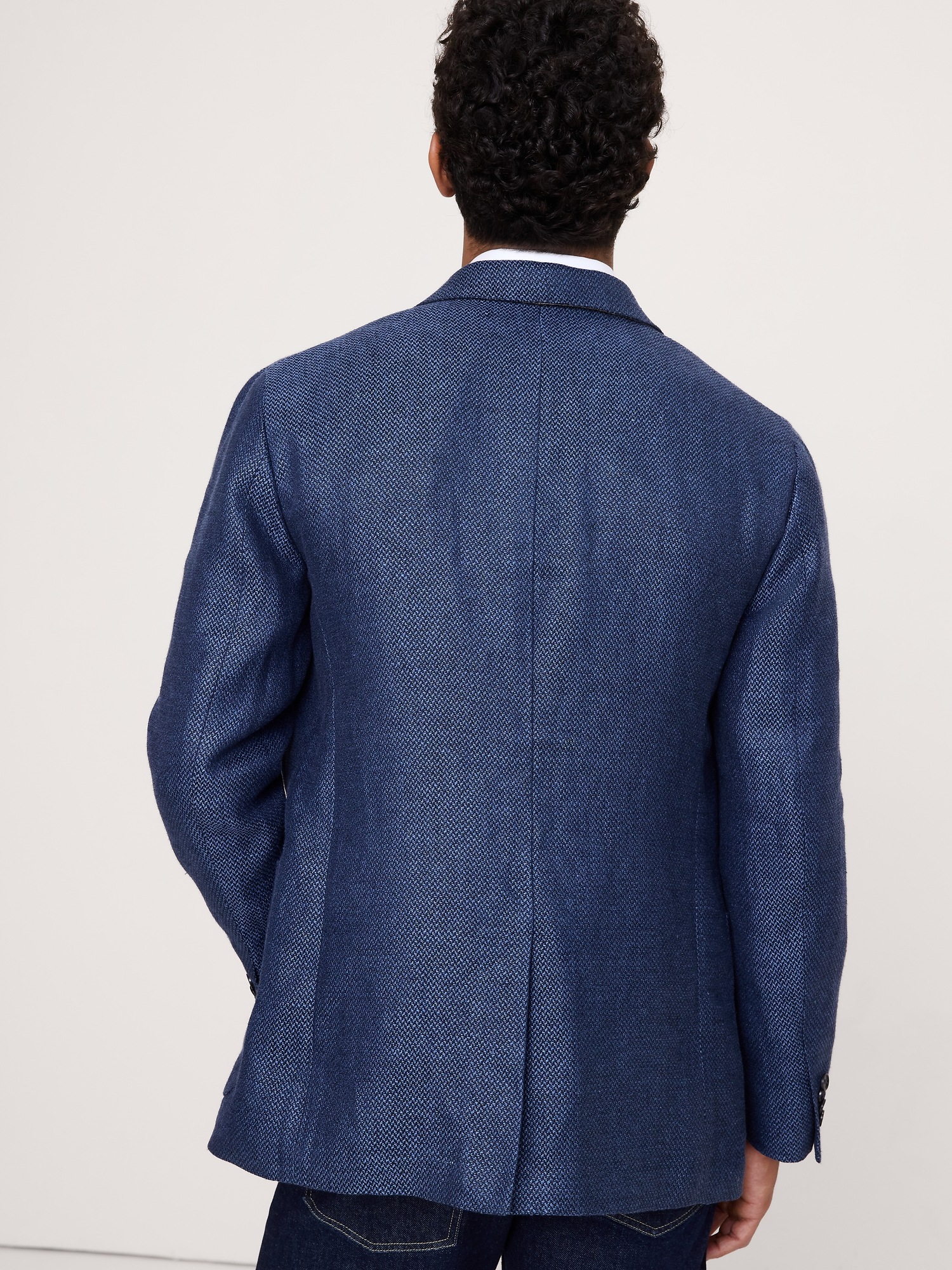 Мужской пиджак Banana Republic Blue Herringbone Linen Sport Coat, цвет: Тёмно-синий — фото 2