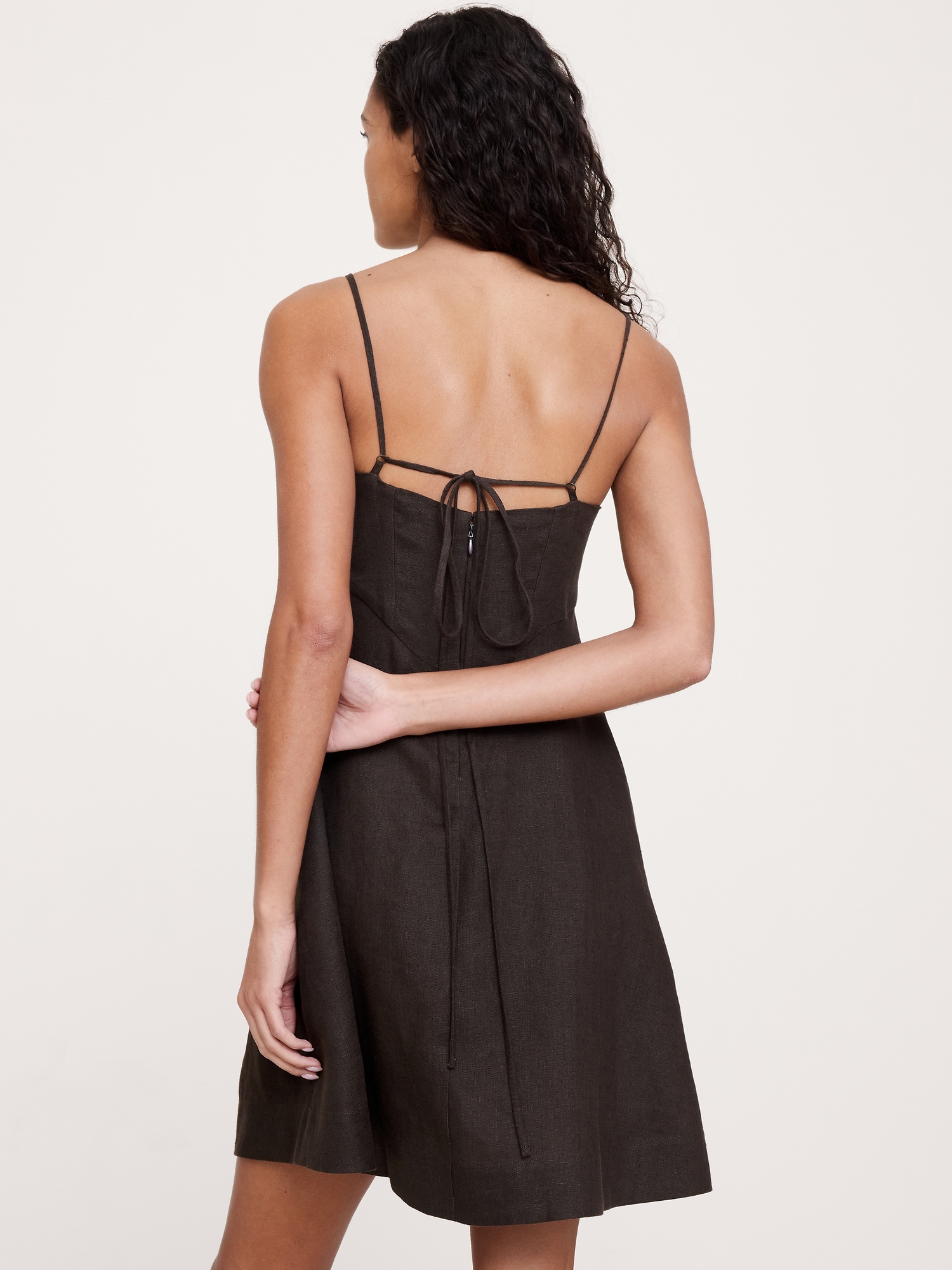 Image number 3 showing, Linen Strappy Empire-Waist Mini Dress