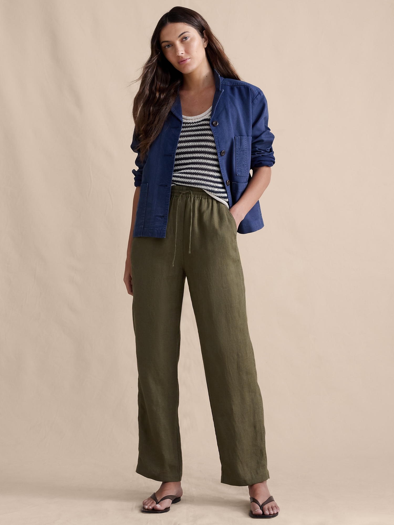 Image number 5 showing, The Getaway Straight-Leg Pull-On Pant in Linen
