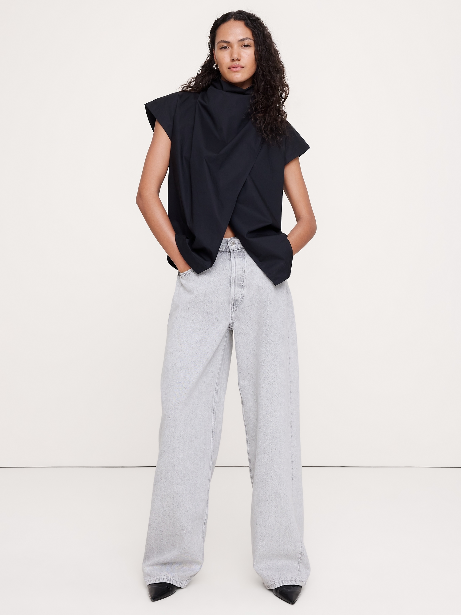 Image number 1 showing, Cotton Poplin Cowl Neck Tunic