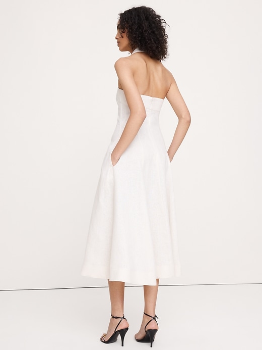 Banana Republic Women's Linen Halter Midi Dress Cream White Size 14