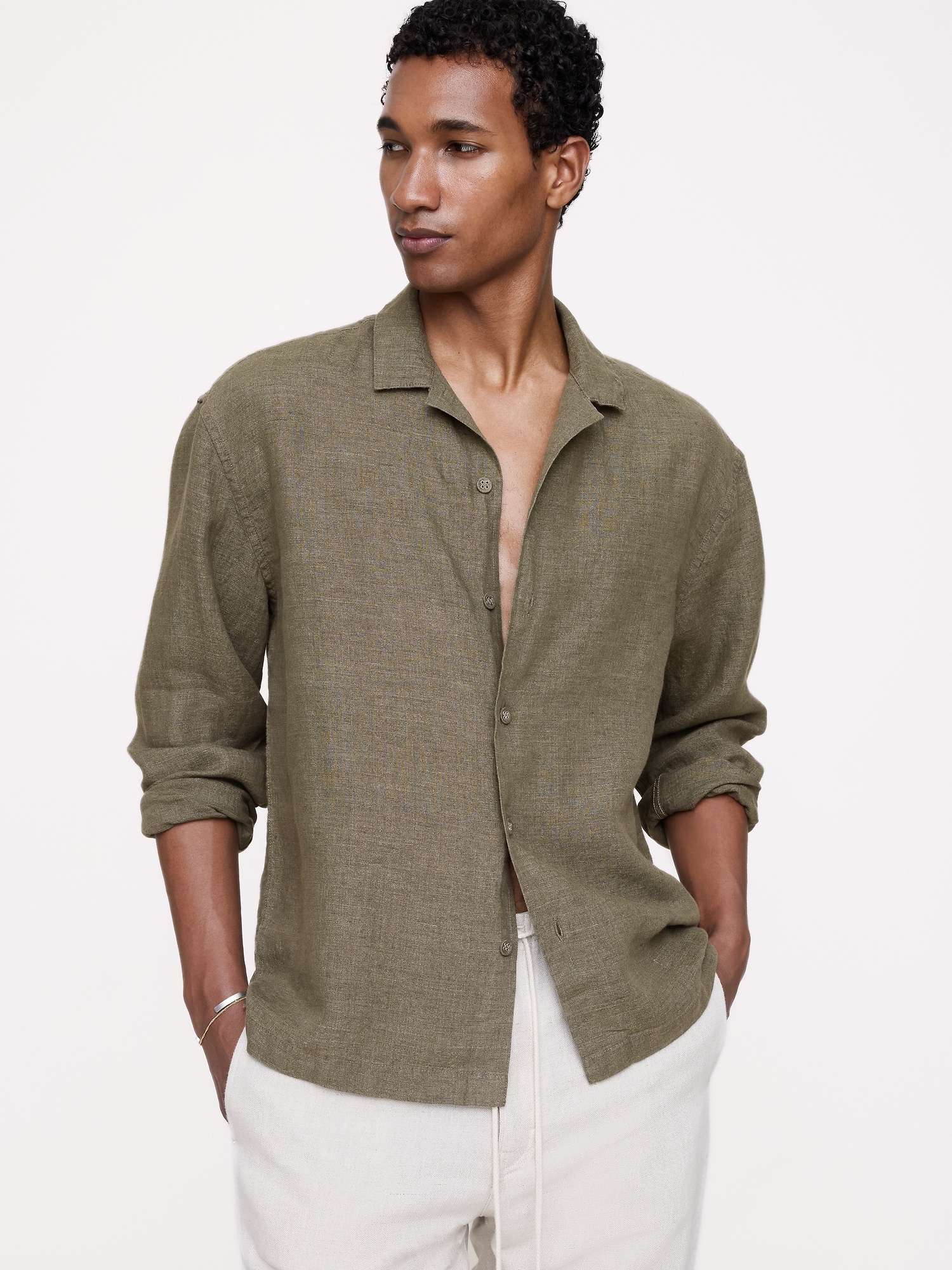 Image number 1 showing, Relaxed-Fit Linen Long-Sleeve Resort Shirt