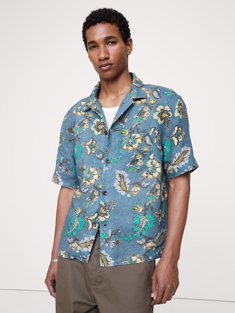 Standard-Fit Linen Resort Shirt
