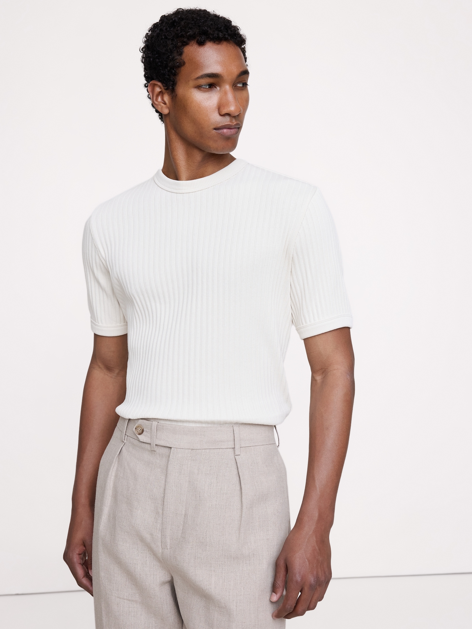 Image number 1 showing, Ribbed Stretch-Cotton Crew-Neck T-Shirt