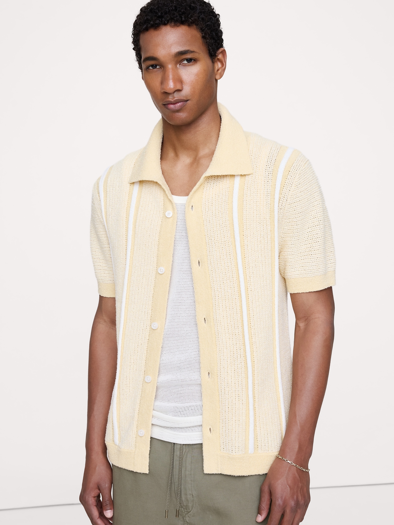 Image number 1 showing, Bouclé Stripe Sweater Polo