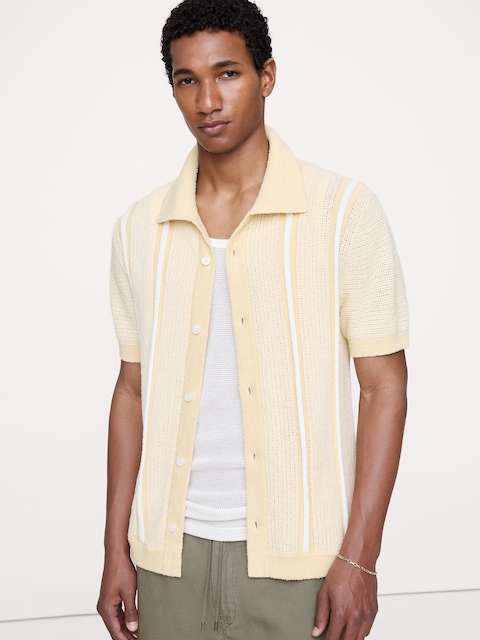 Textured Stripe Sweater Polo