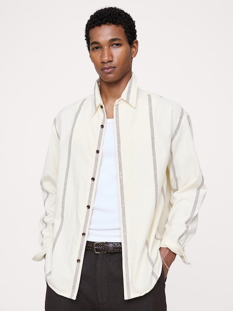 Relaxed-Fit Cotton-Linen Neps Shirt