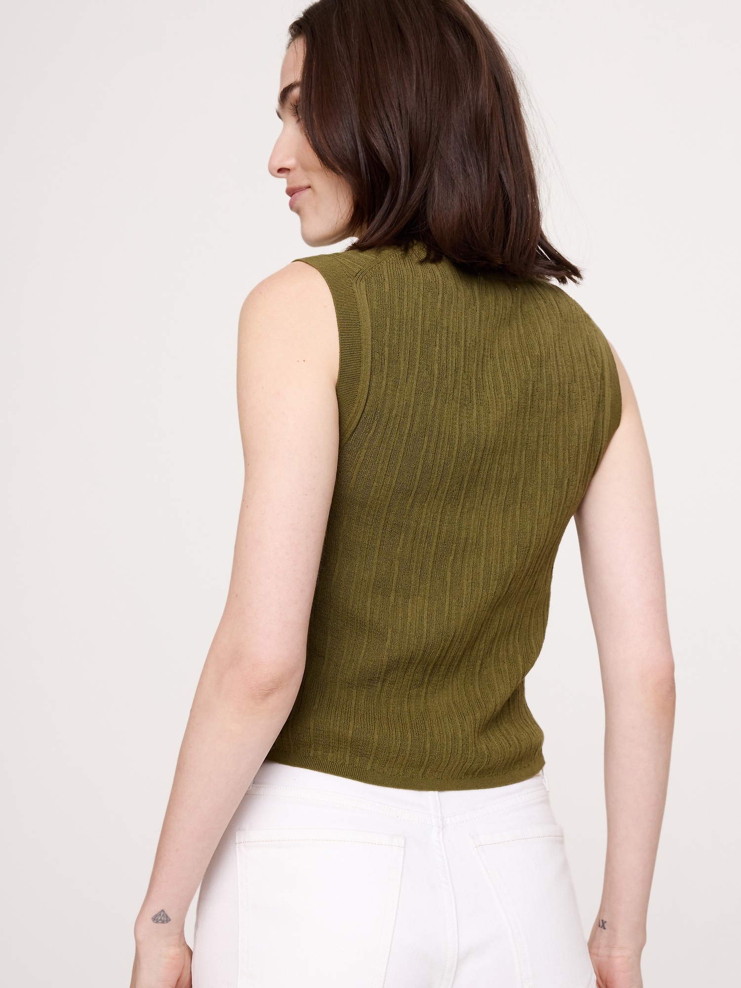 Женский жилет Banana Republic Crinkle Knit Vest, цвет: Зелёный — фото 2
