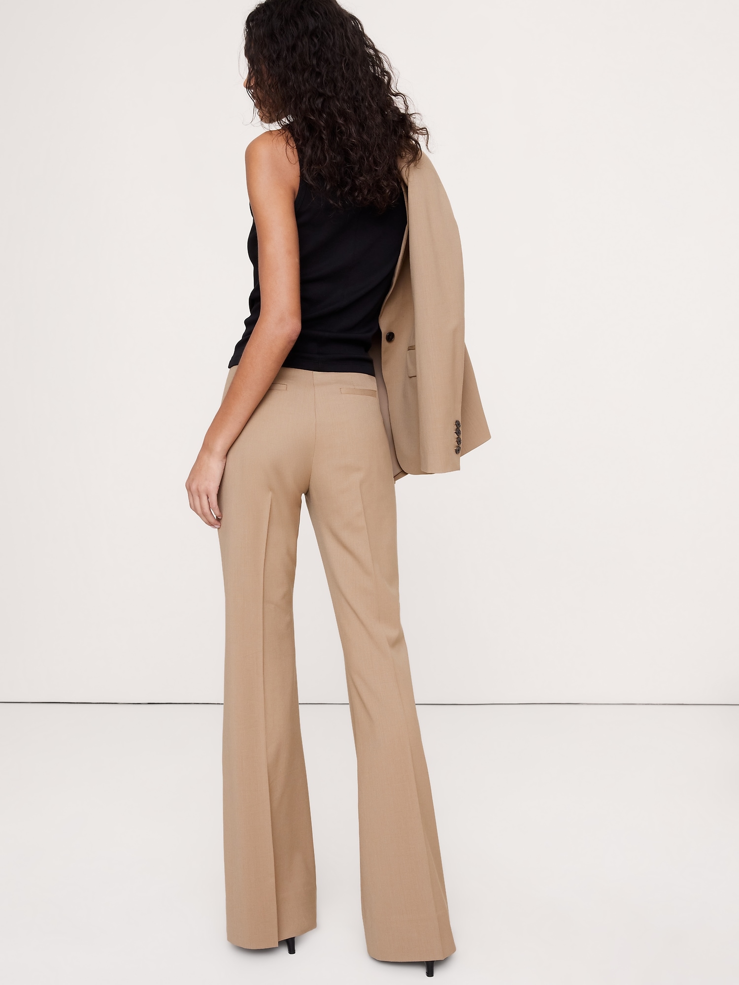 Image number 2 showing, High-Rise Flare Italian Lightweight Wool Pant