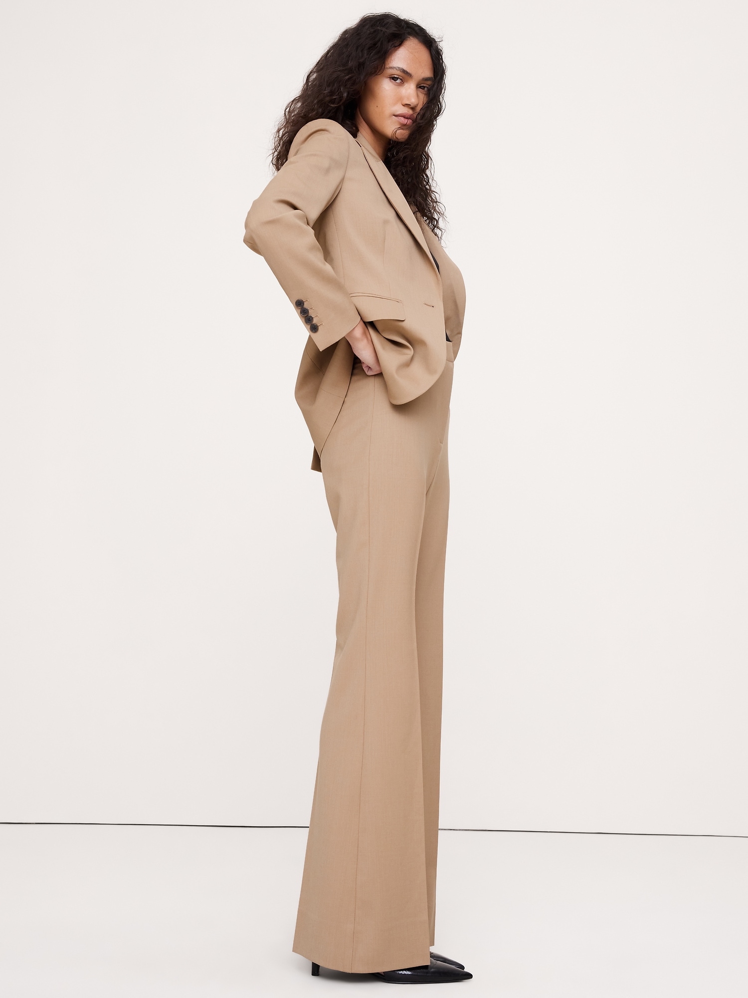 Image number 3 showing, High-Rise Flare Italian Lightweight Wool Pant