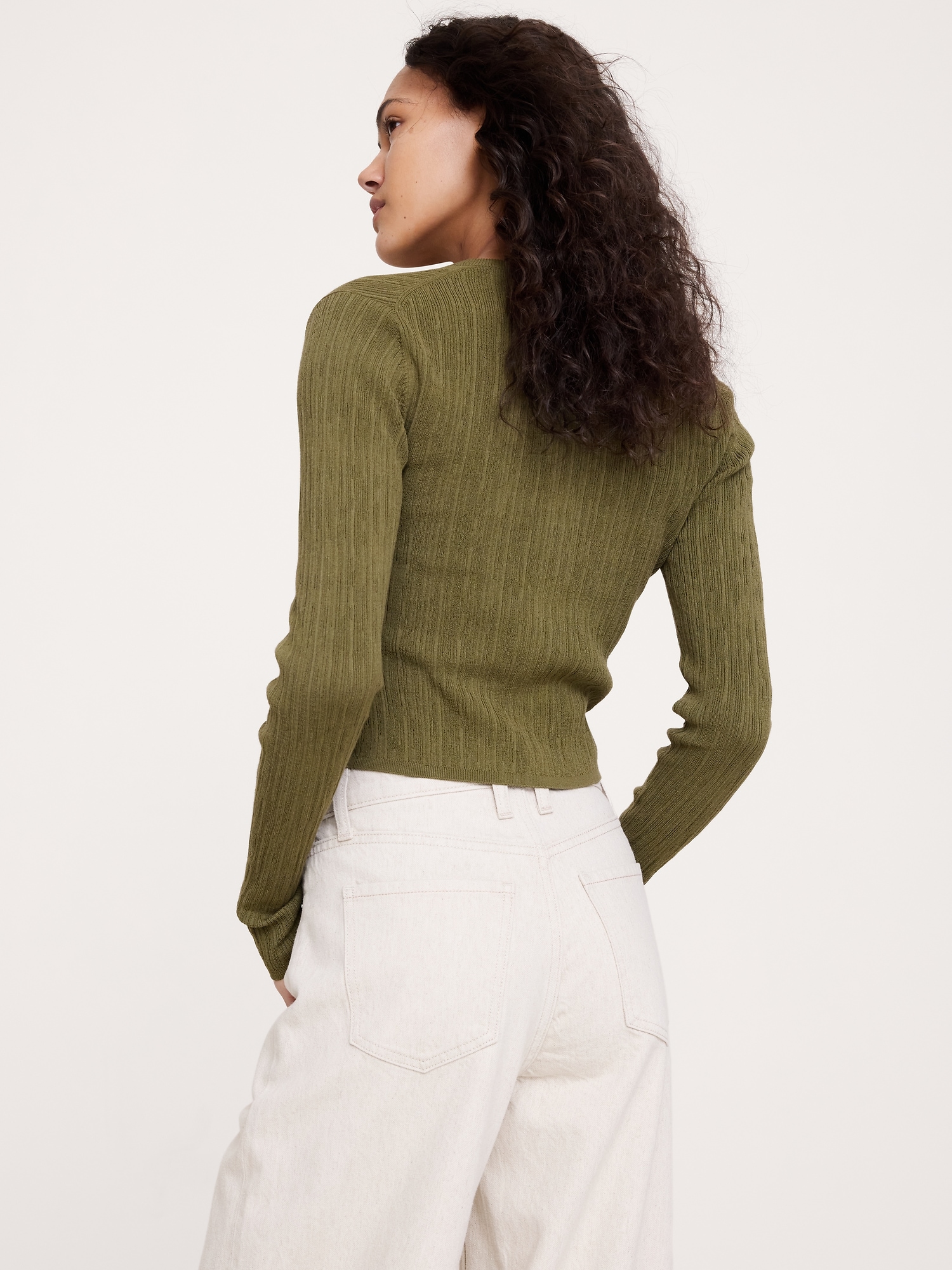Image number 3 showing, Crinkle Knit Cropped Cardigan