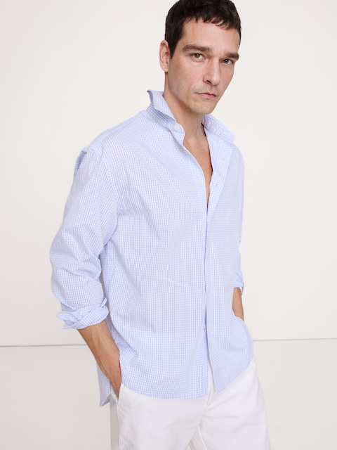 Relaxed-Fit Plaid Seersucker Shirt