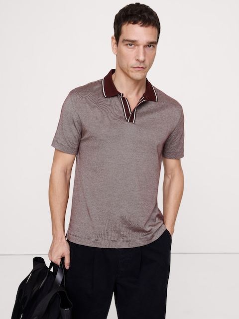 Luxury-Touch Johnny Collar Polo - Radicchio Burgundy