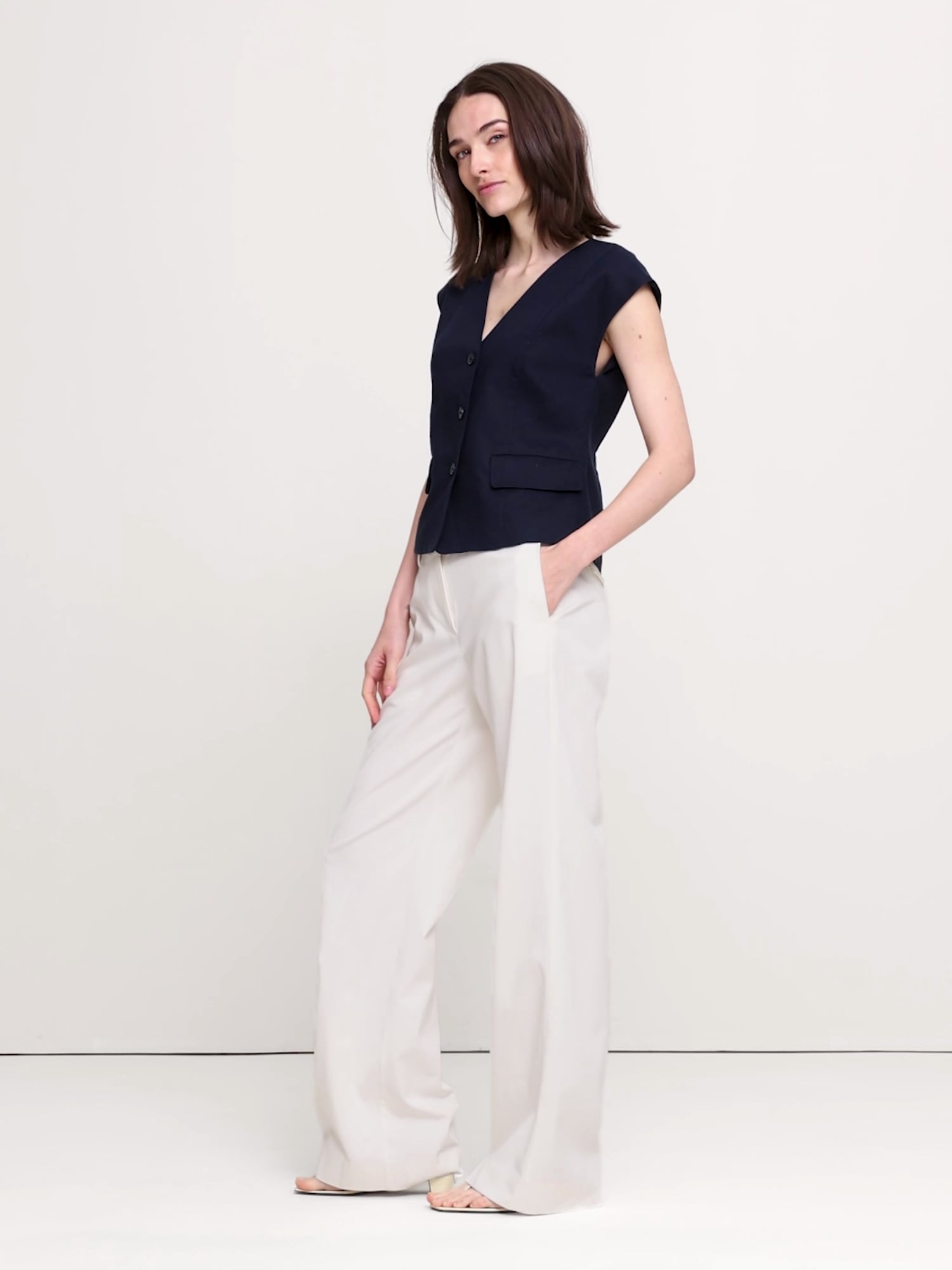 Stretch Linen-Viscose Vest - thumbnail 6