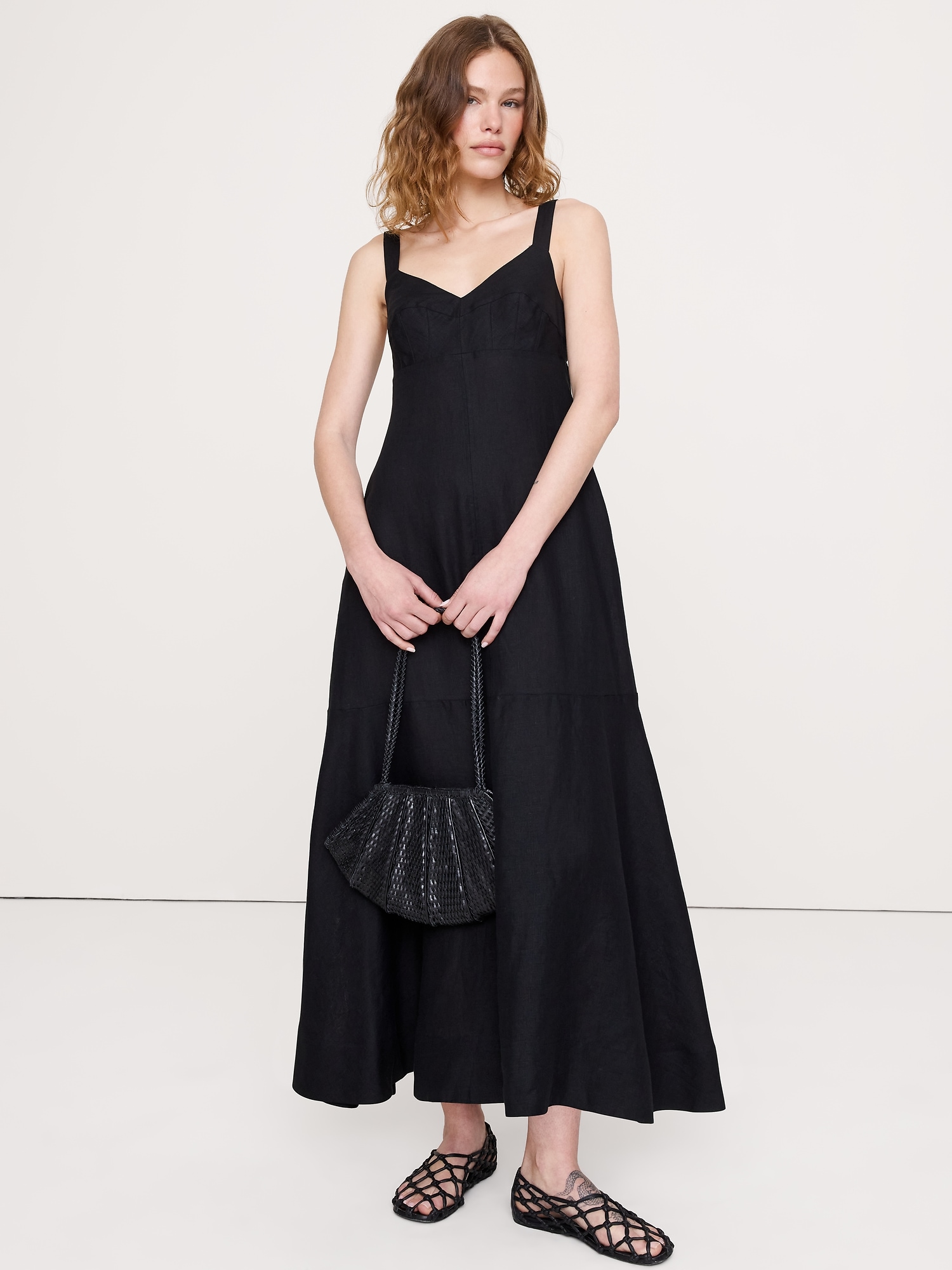 Image number 1 showing, Linen Empire-Waist Maxi Dress