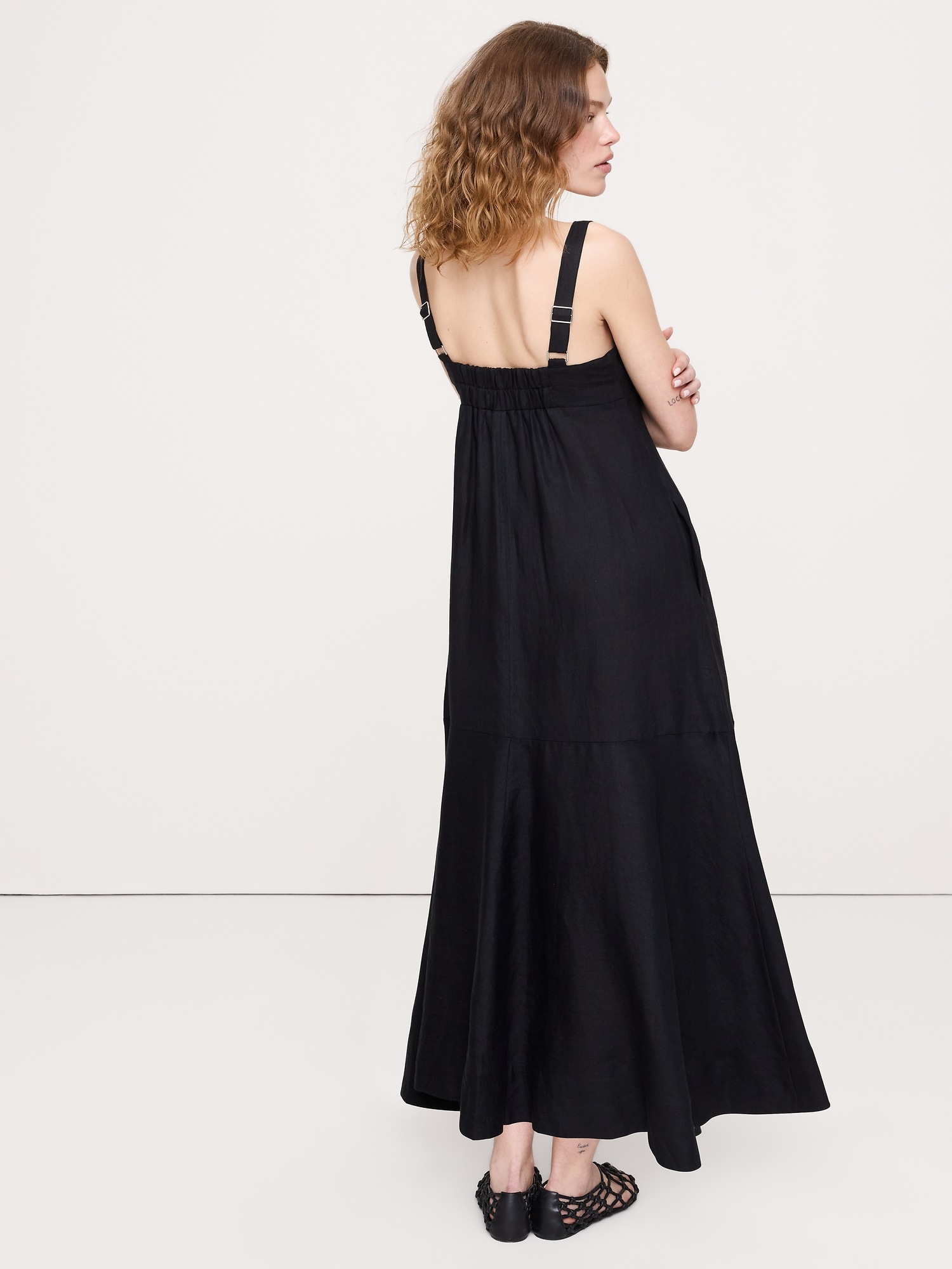 Женское платье Banana Republic Linen Empire-Waist Maxi, цвет: Чёрный — фото 2