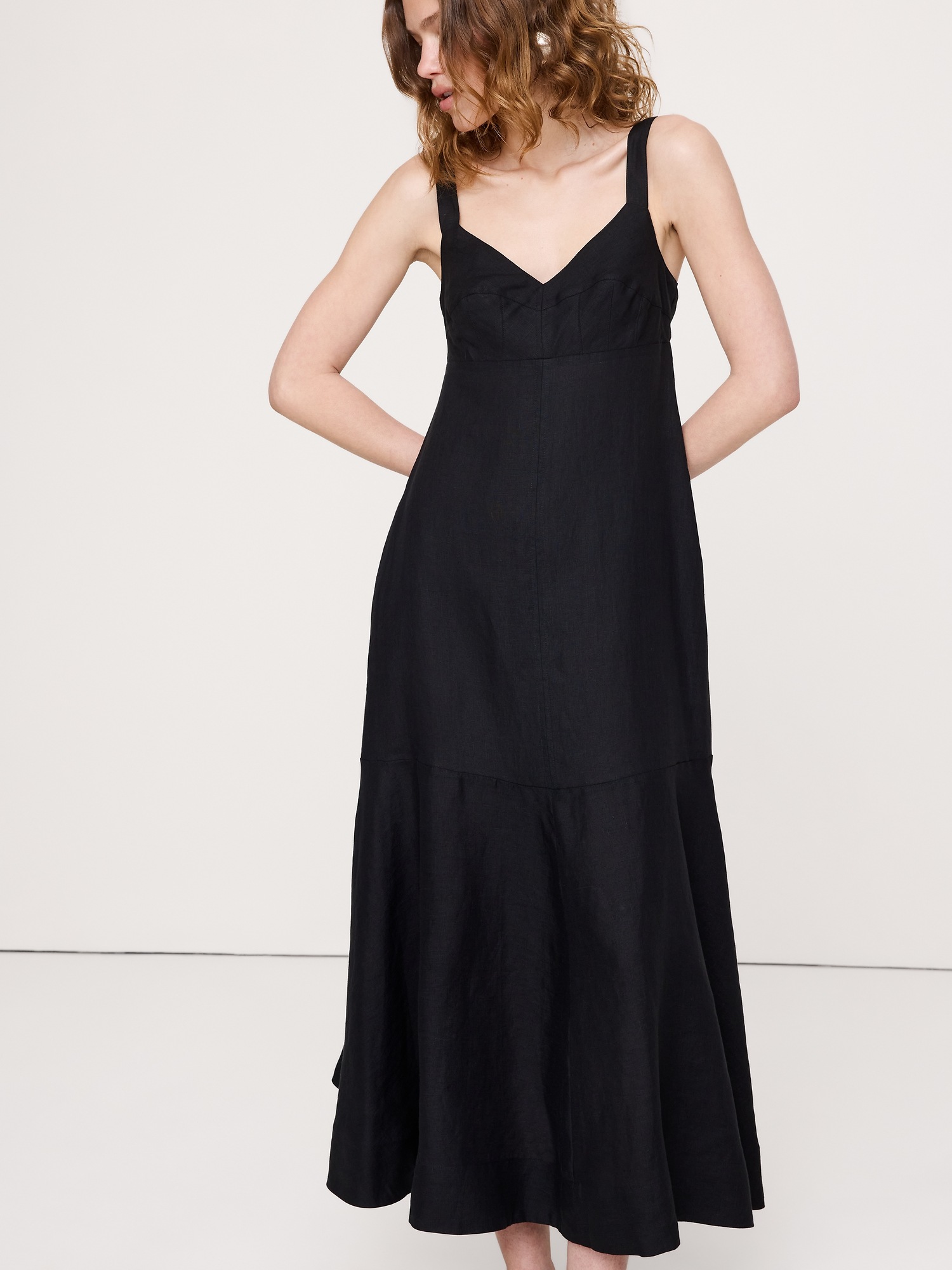 Женское платье Banana Republic Linen Empire-Waist Maxi, цвет: Чёрный — фото 3