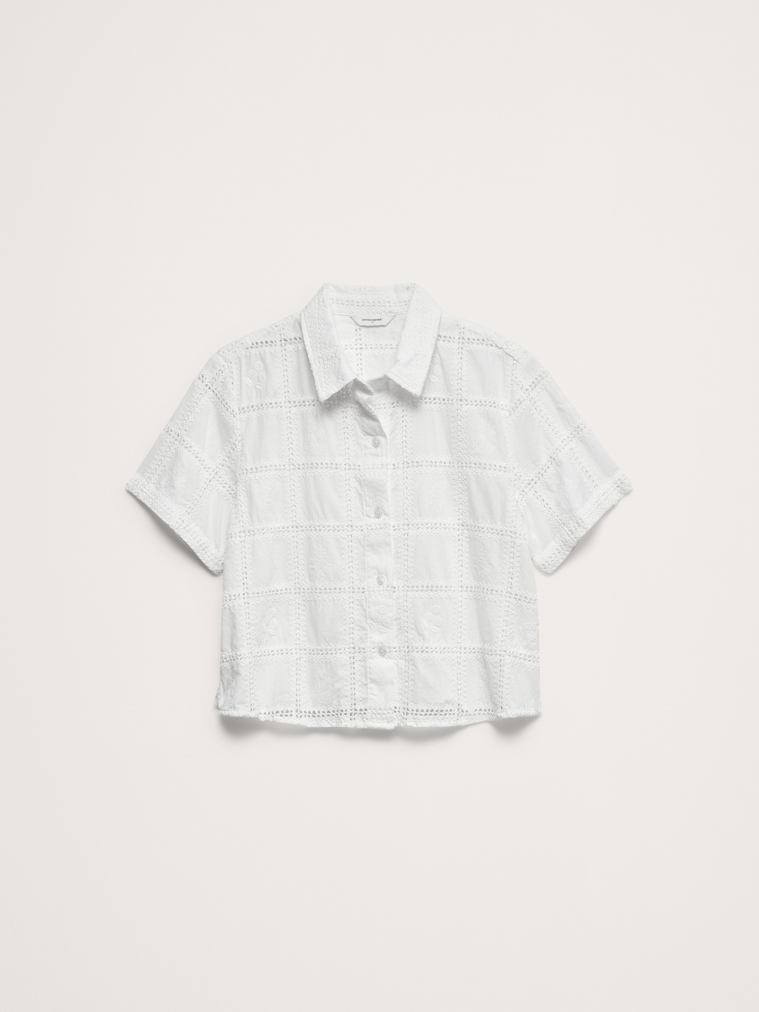 Женская рубашка Banana Republic The Boxy Crop Shirt in Embroidered Cotton, цвет: Белый — фото 4