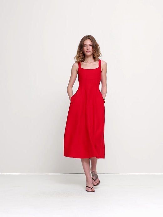 fitted french cuff dress shirt Thierry Linen Midi Dress main image 0