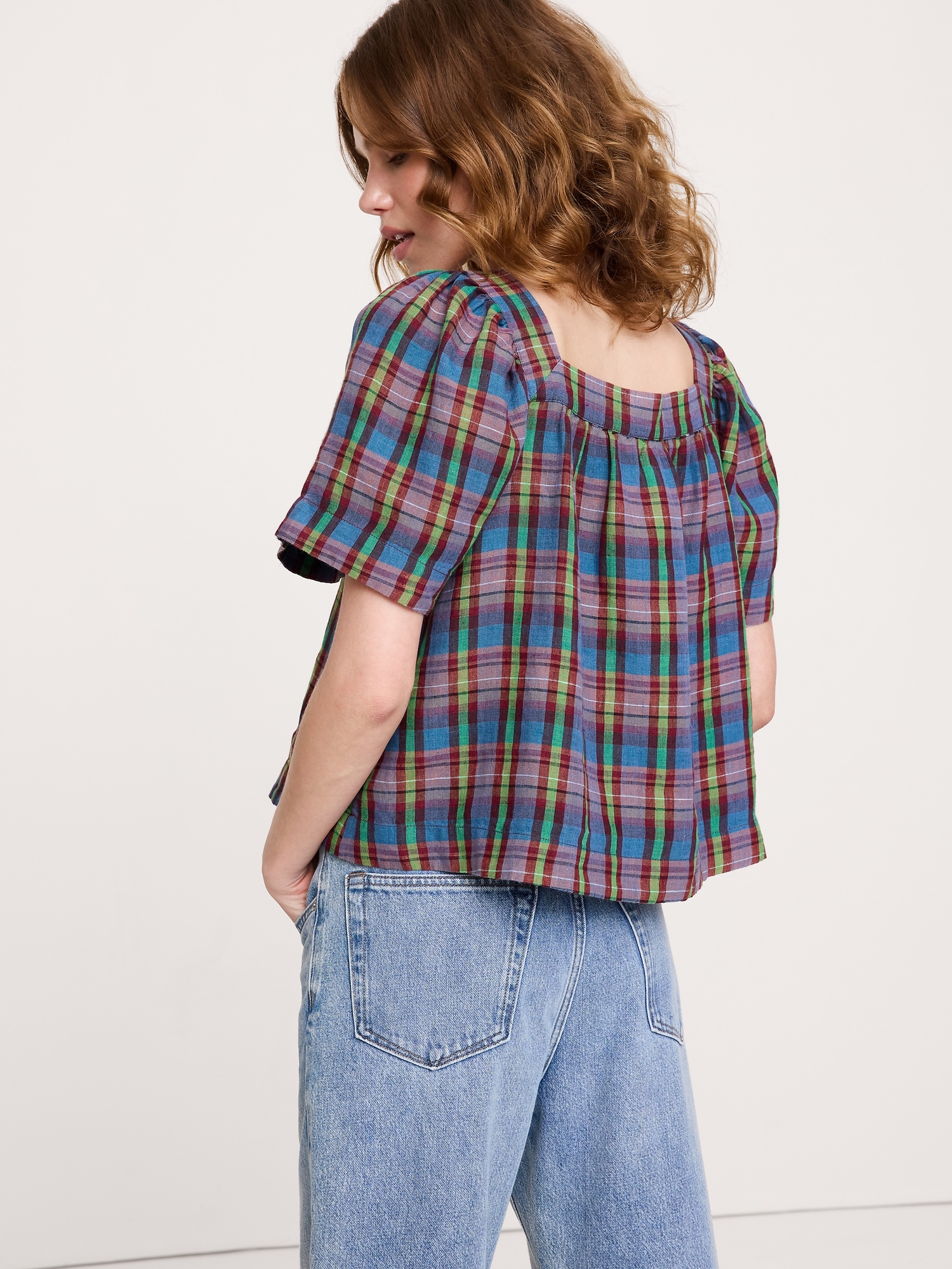 Image number 2 showing, Linen Square-Neck Top