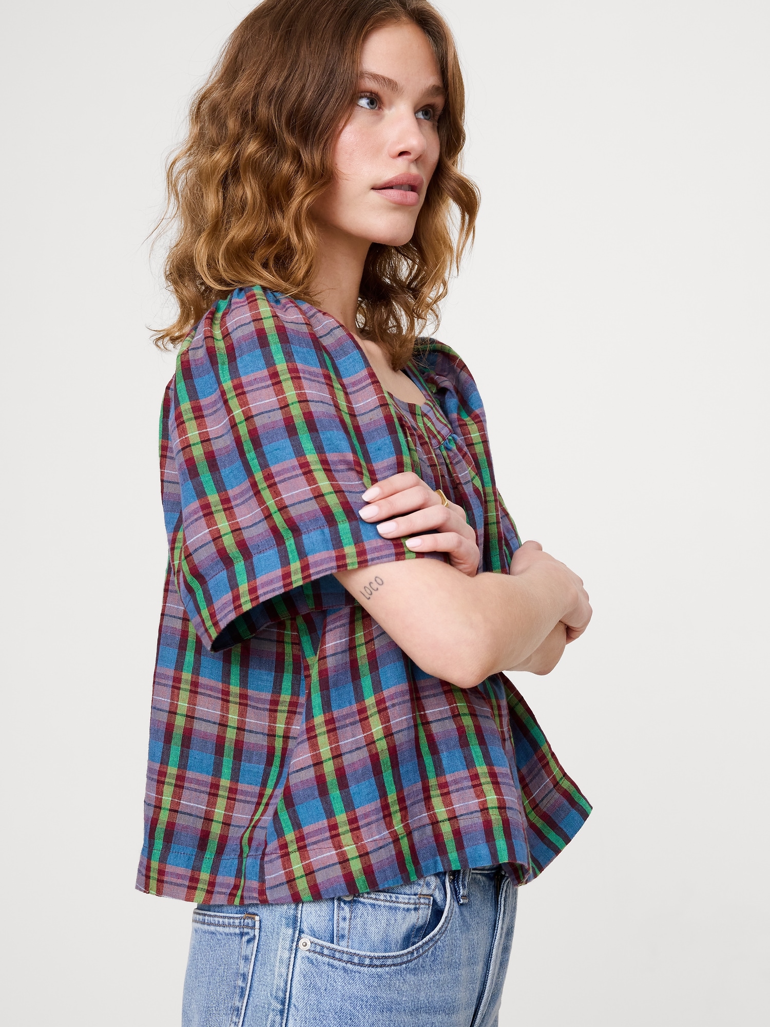 Image number 3 showing, Linen Square-Neck Top
