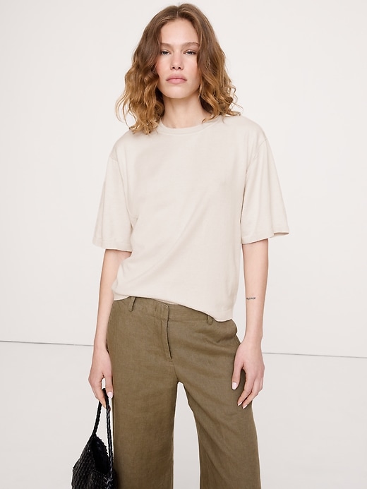 Larkspur Cotton-Silk Sweater Tee | Banana Republic