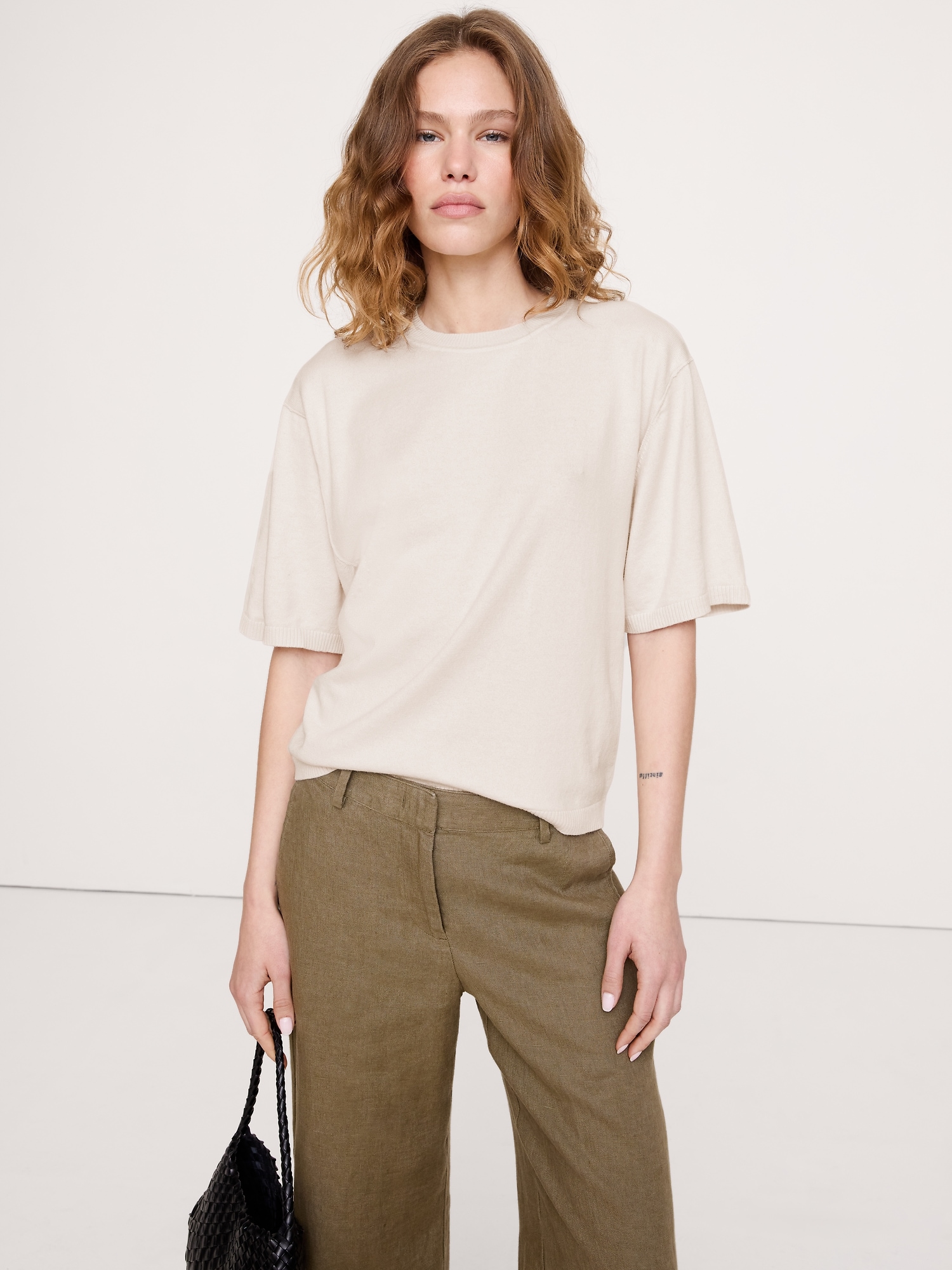 Image number 1 showing, Larkspur Cotton-Silk Sweater Tee