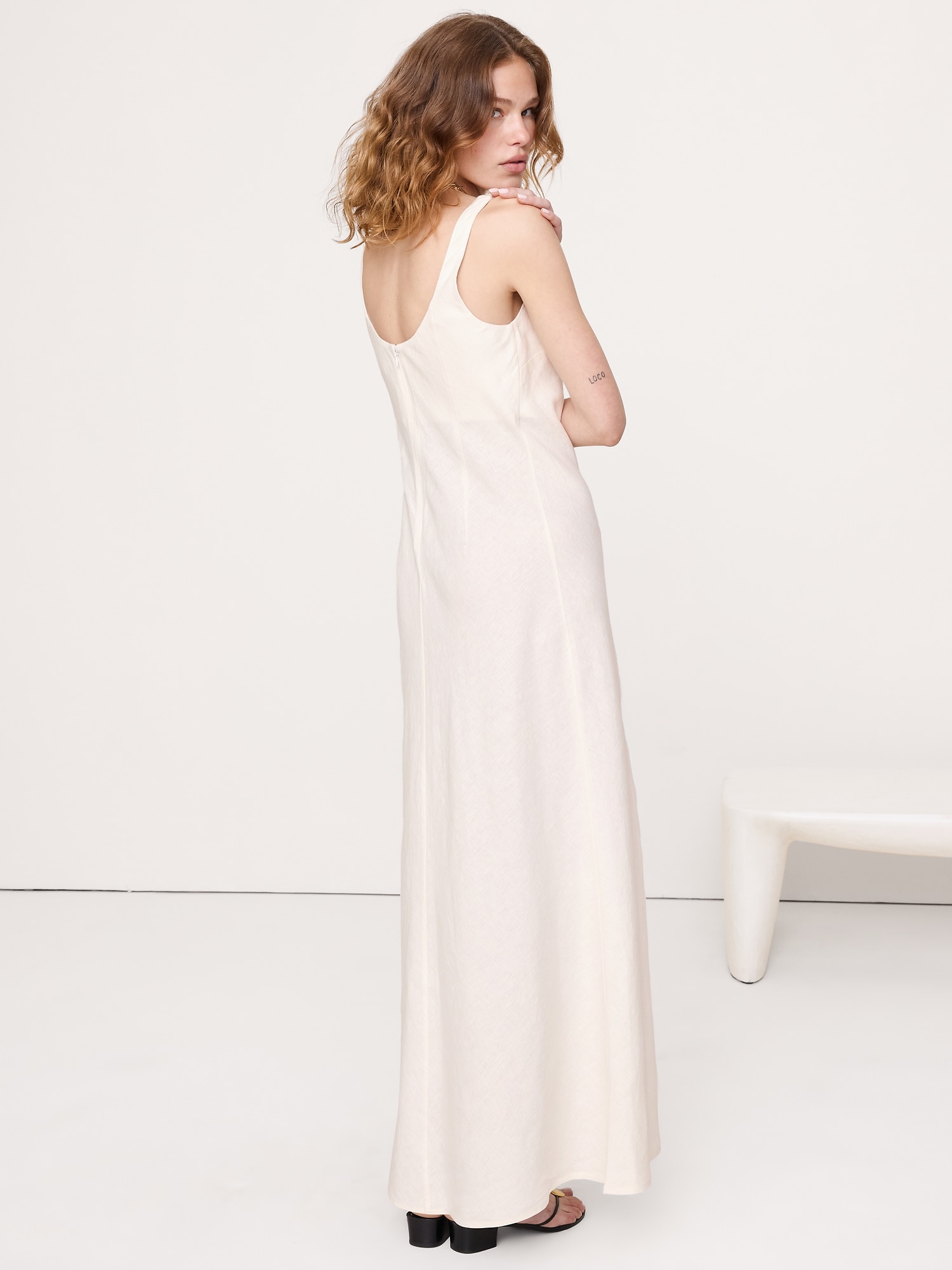 Image number 5 showing, Linen Bias-Cut Maxi Dress