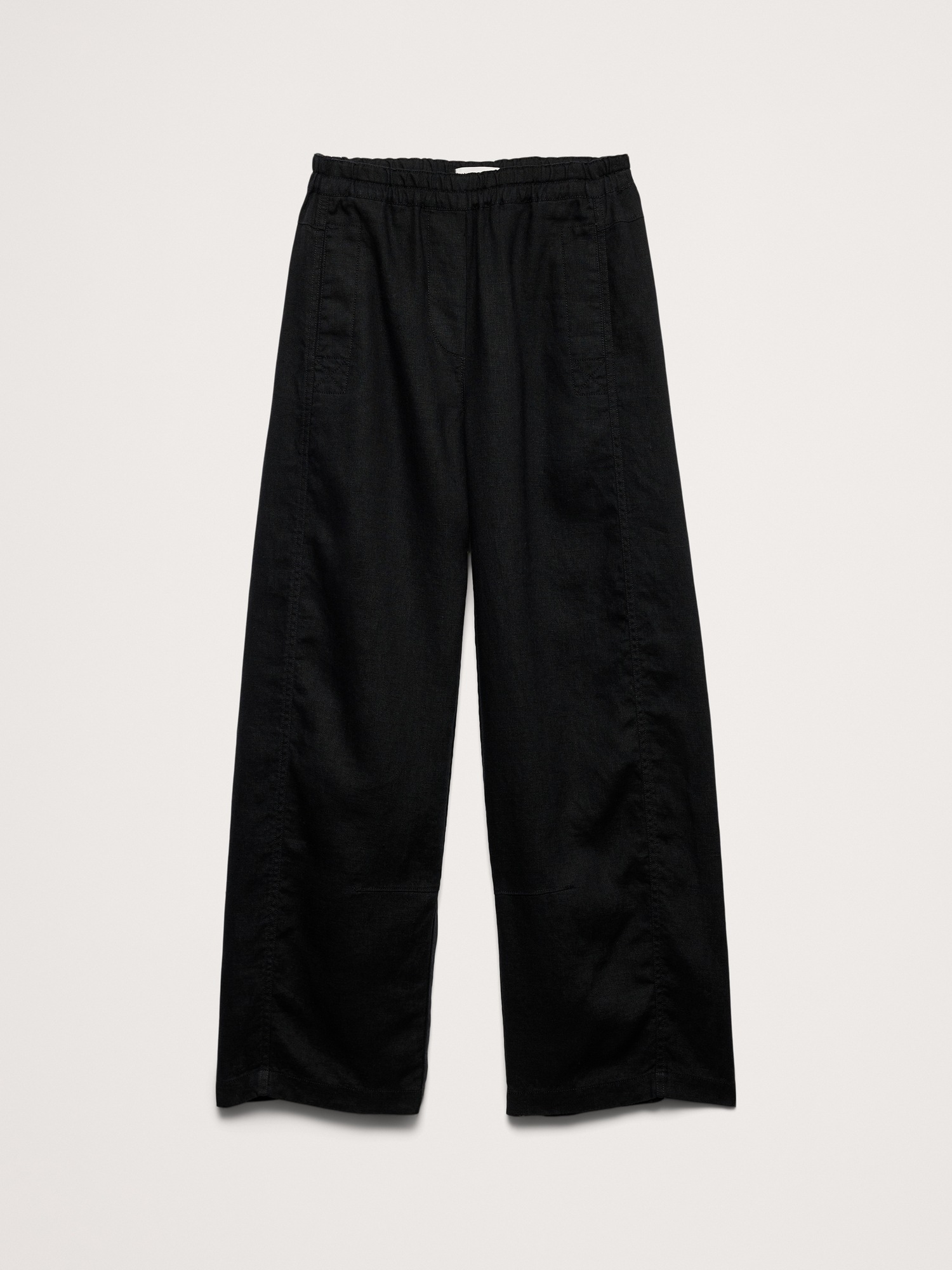 Женские брюки Banana Republic Mid-Rise Relaxed Painter Pull-On Pant in Linen, цвет: Чёрный — фото 4