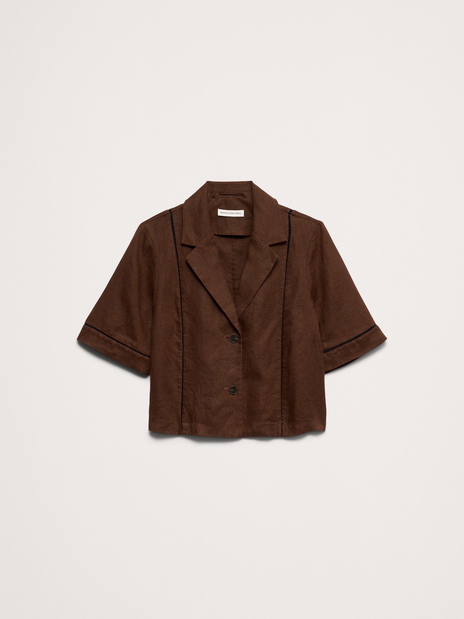 Женский топ Banana Republic Linen Short-Sleeve Blazer Top, цвет: Коричневый — фото 4