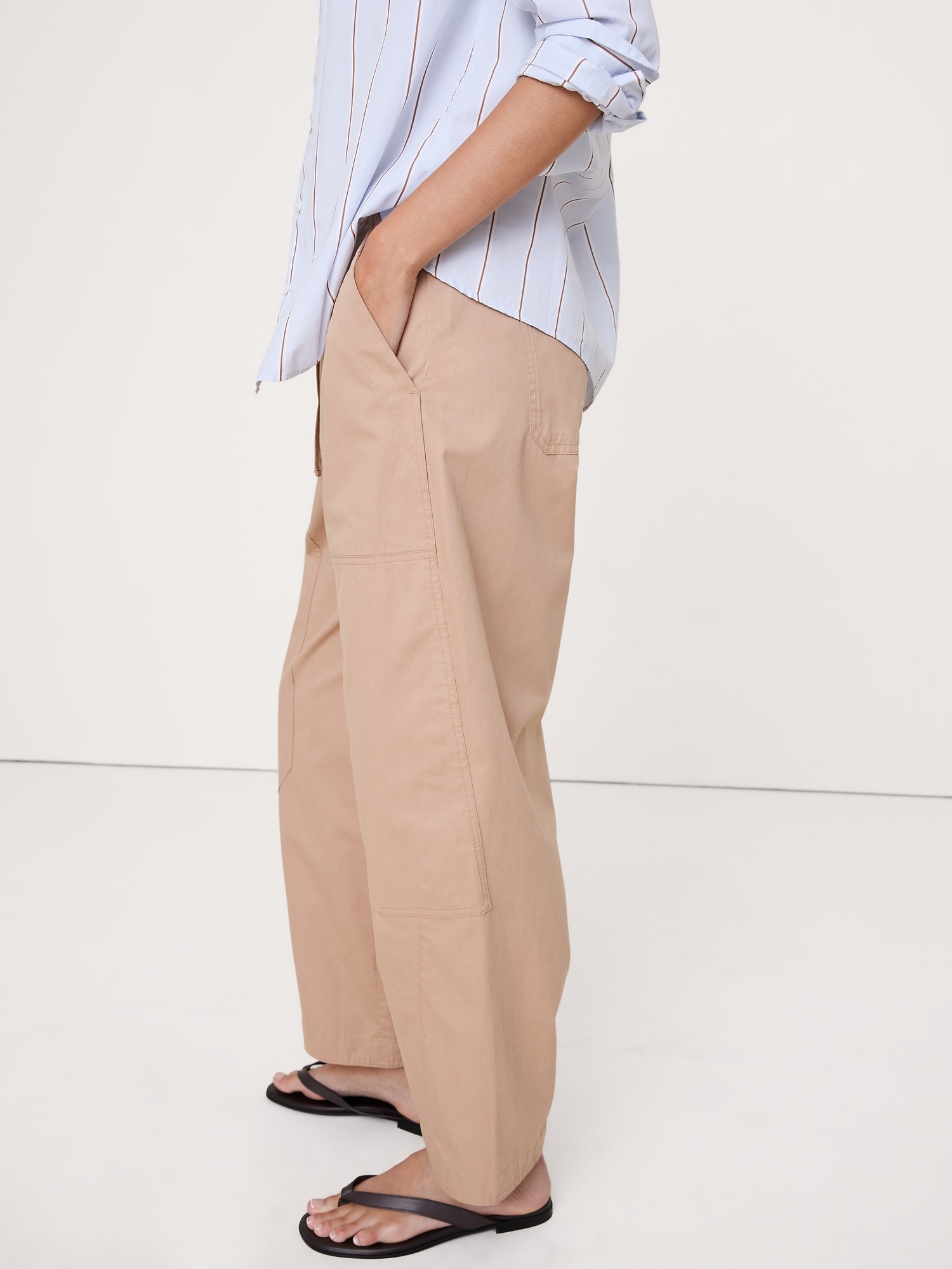 Image number 4 showing, Cotton Poplin Barrel Pull-On Pant