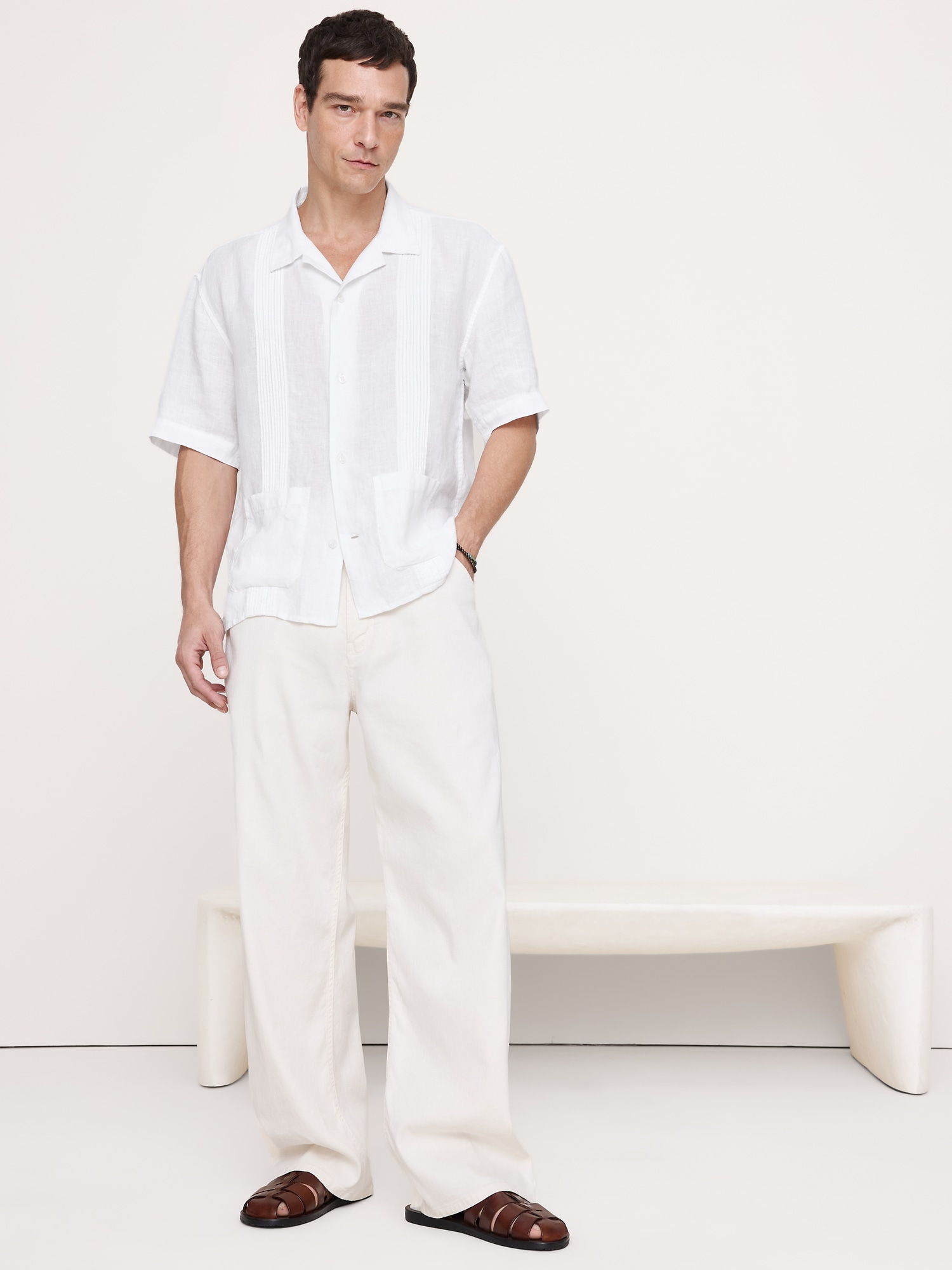 Image number 4 showing, Relaxed-Fit Pleated Linen Resort Shirt