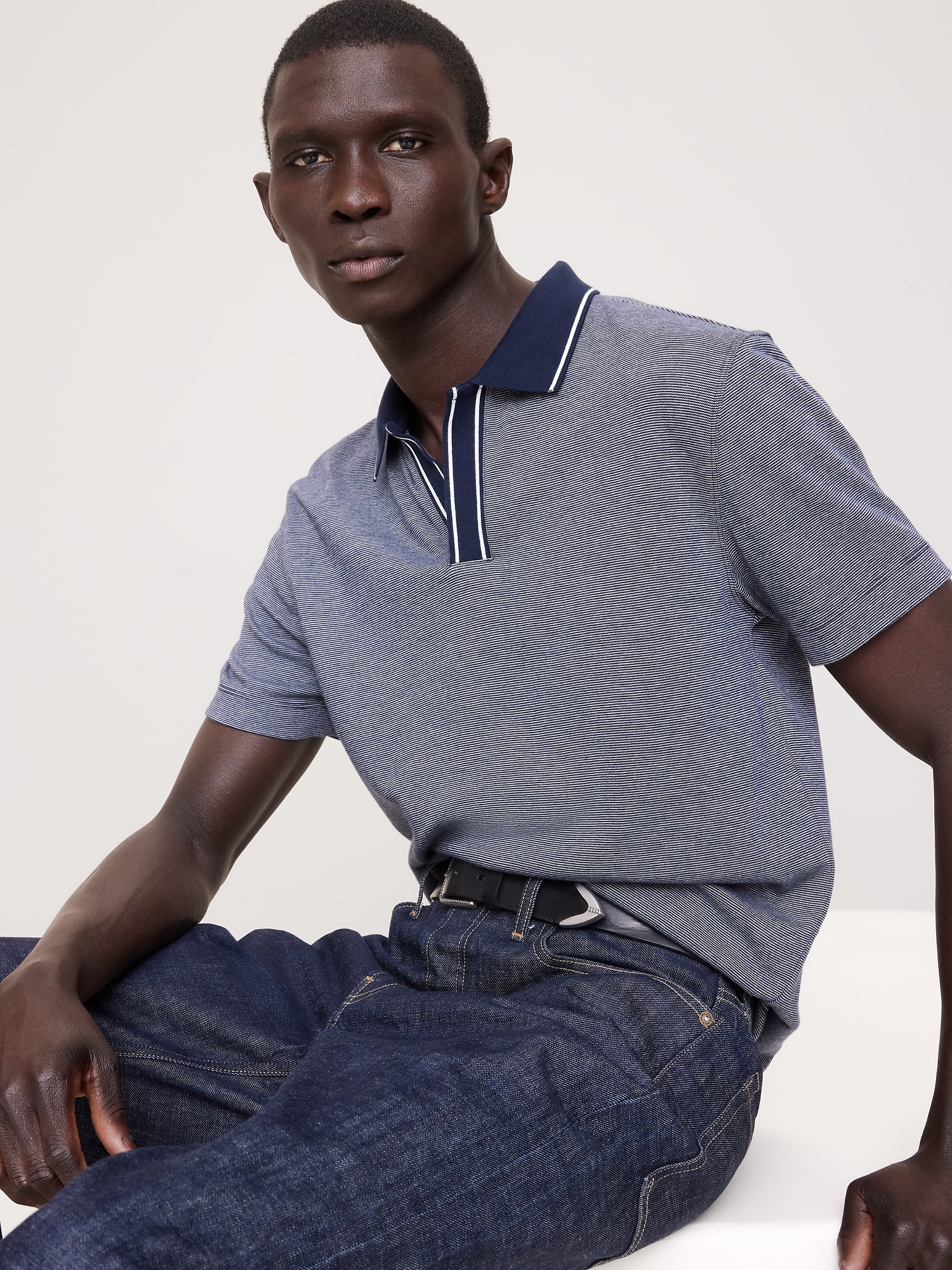 Image number 1 showing, Luxury-Touch Johnny Collar Polo