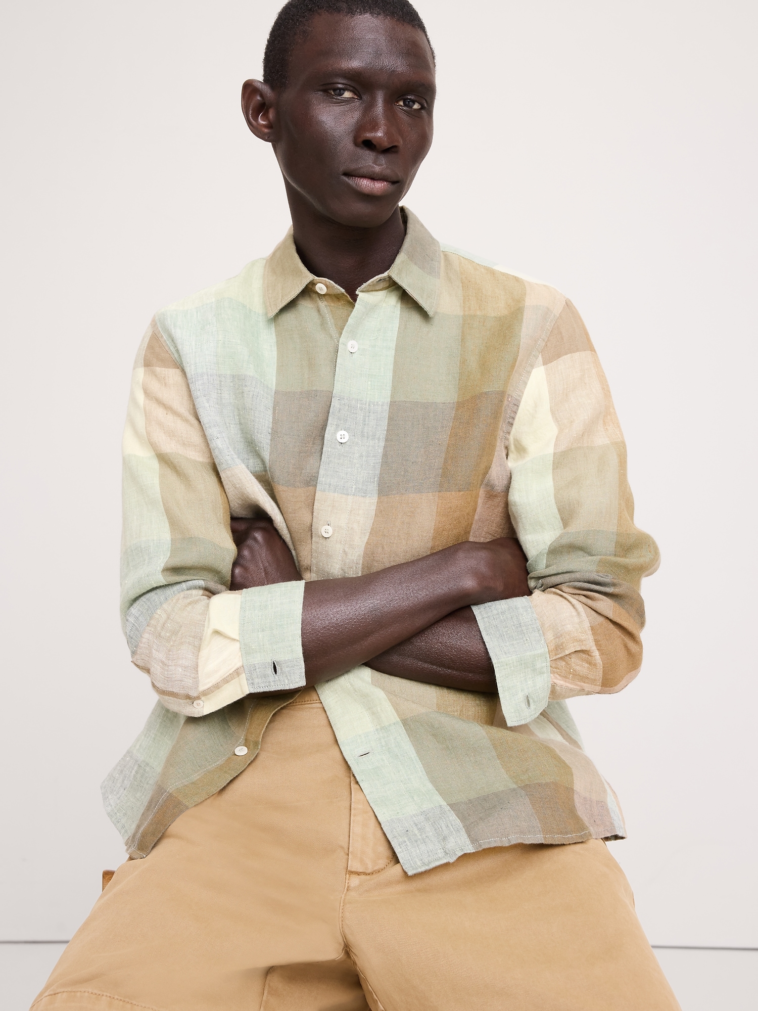 Image number 1 showing, Archive Reissue Standard-Fit Plaid Linen Shirt