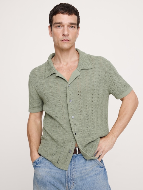 Textured Polo Cardigan