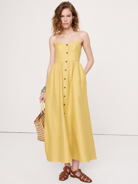 Linen Corset Button-Down Dress