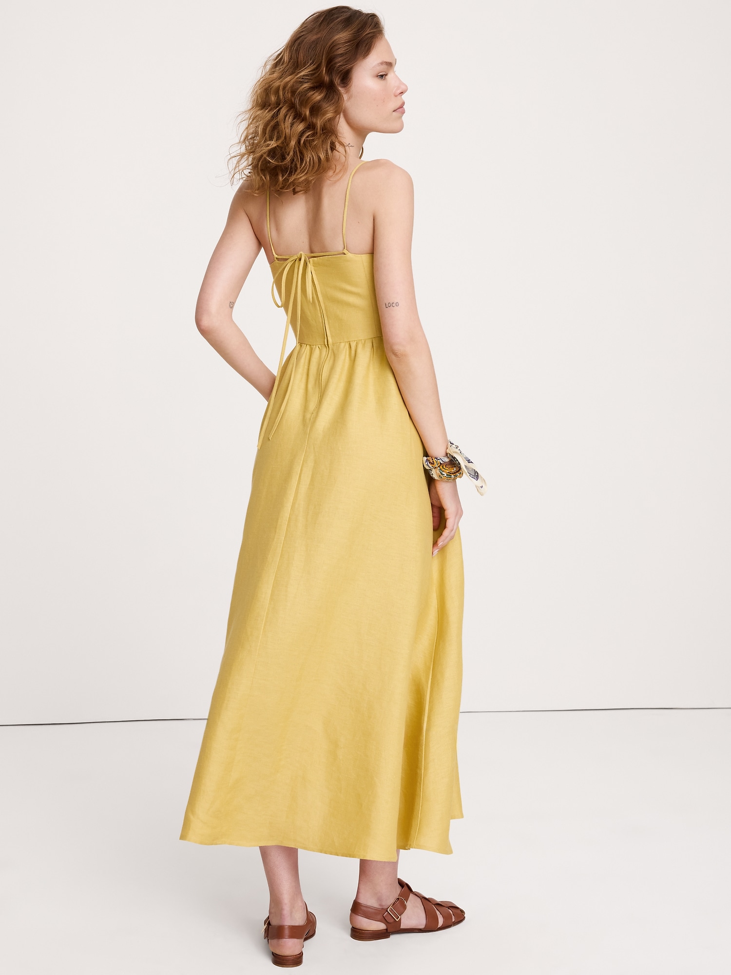 Image number 3 showing, Linen Corset Button-Down Dress