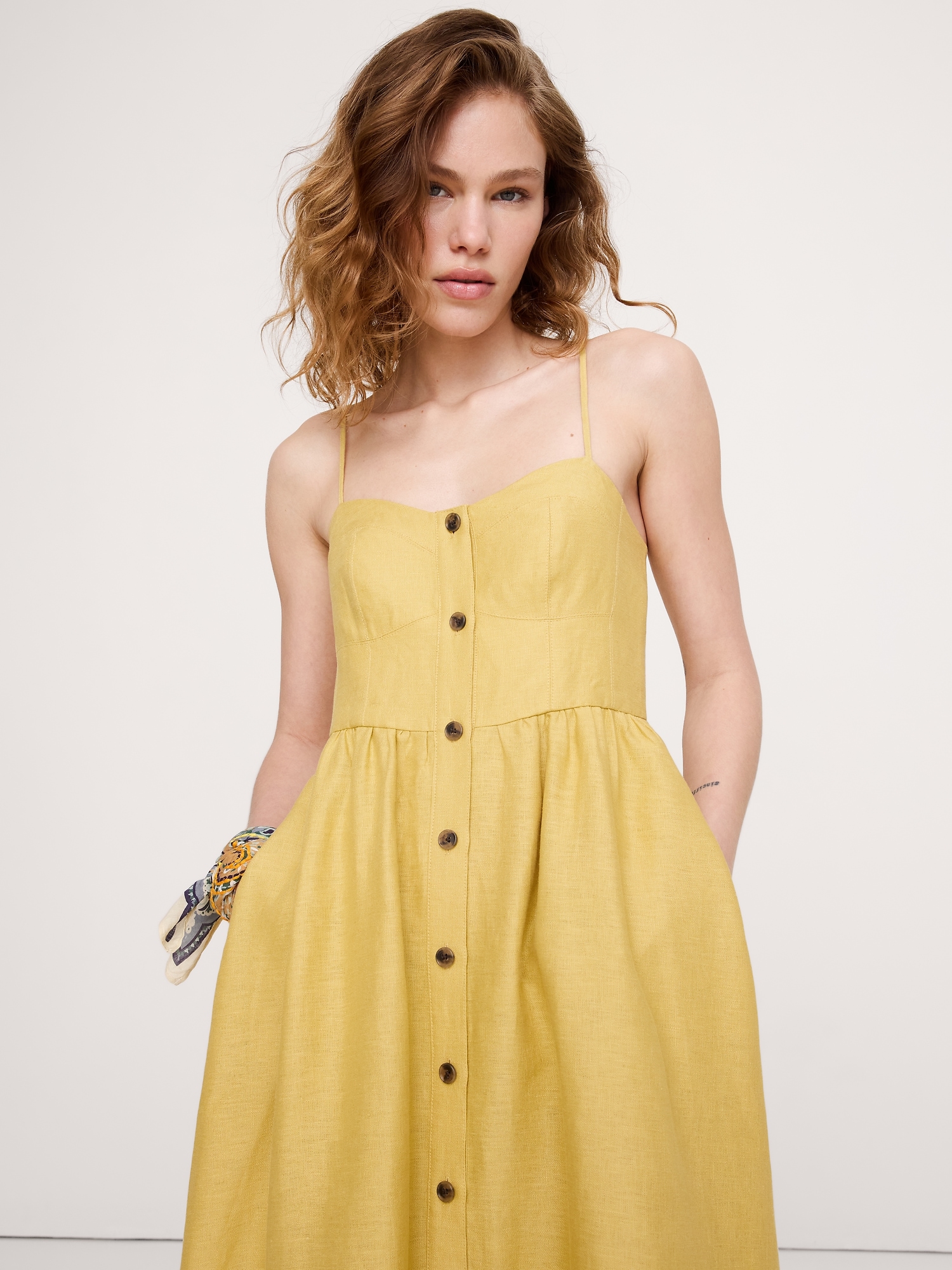 Image number 4 showing, Linen Corset Button-Down Dress