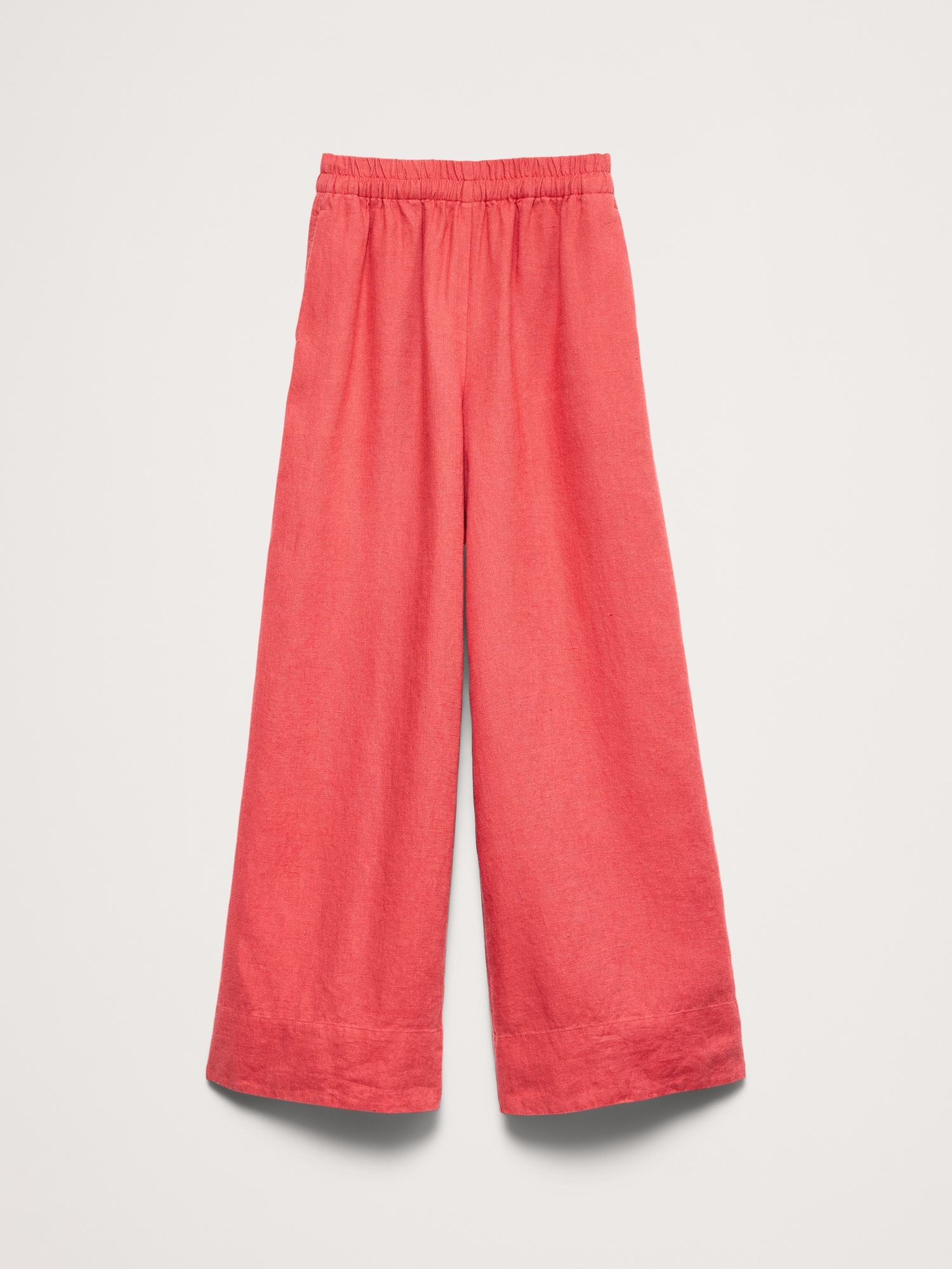 Image number 6 showing, High-Rise Wide-Leg Linen Pull-On Ankle Pant