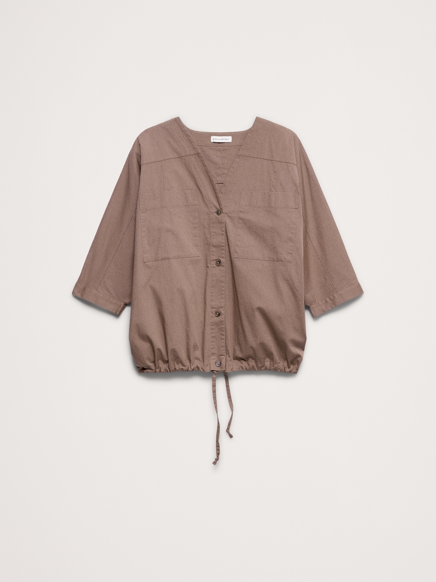 Image number 5 showing, Stretch-Cotton Drawstring-Hem Top