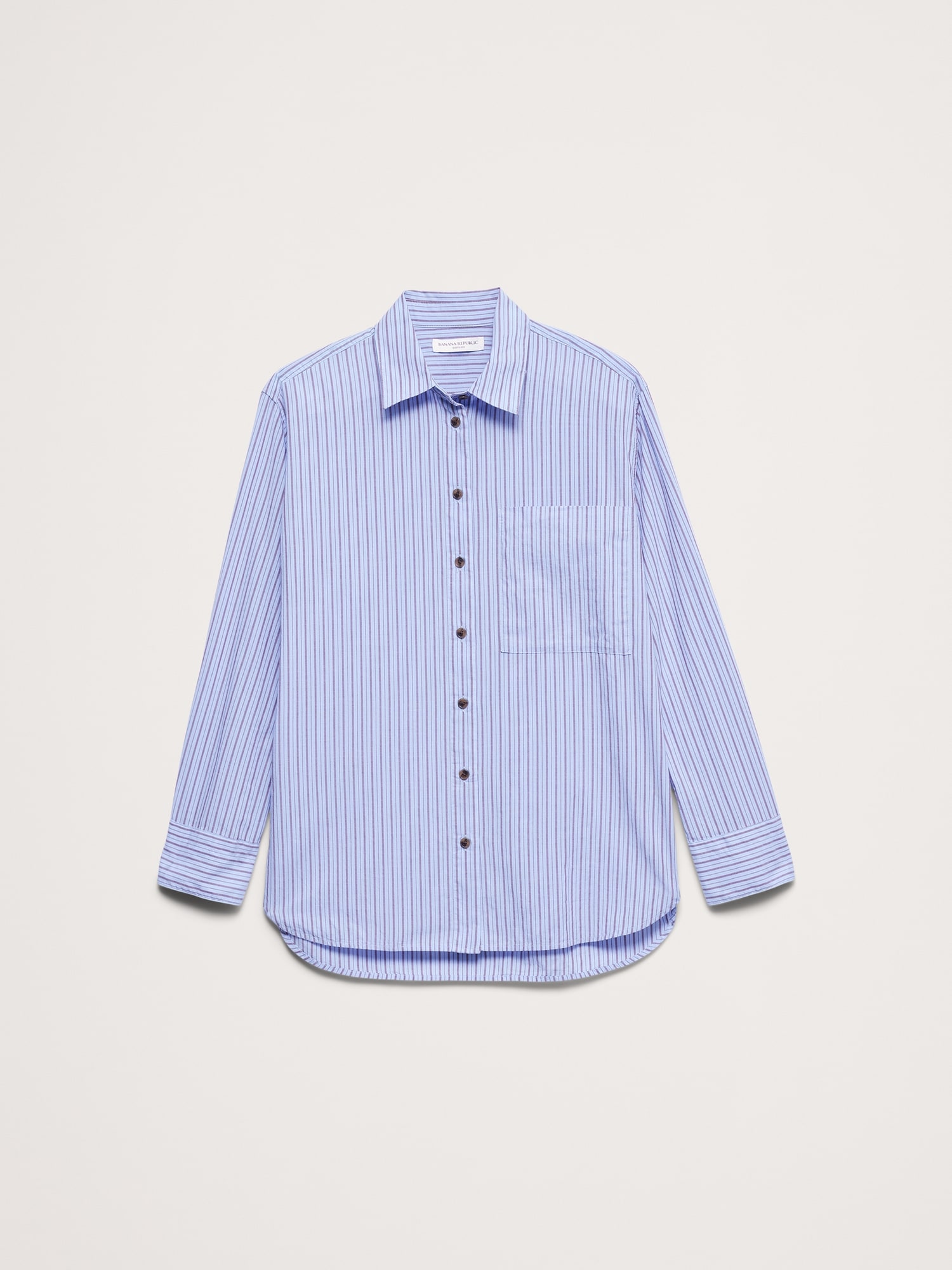Женская рубашка Banana Republic The Oversized Shirt in Cotton Poplin, цвет: Синий полосатый — фото 4