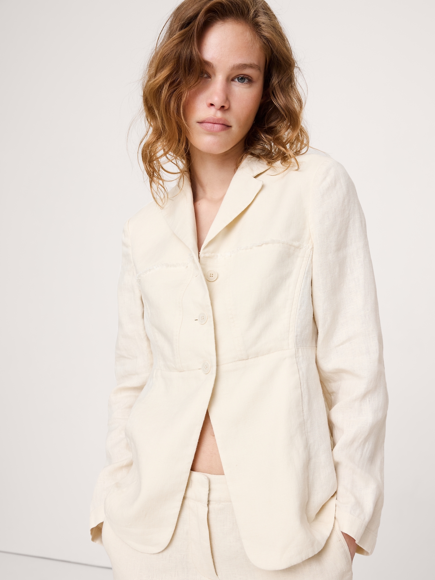 Image number 1 showing, Fringe Linen Blazer