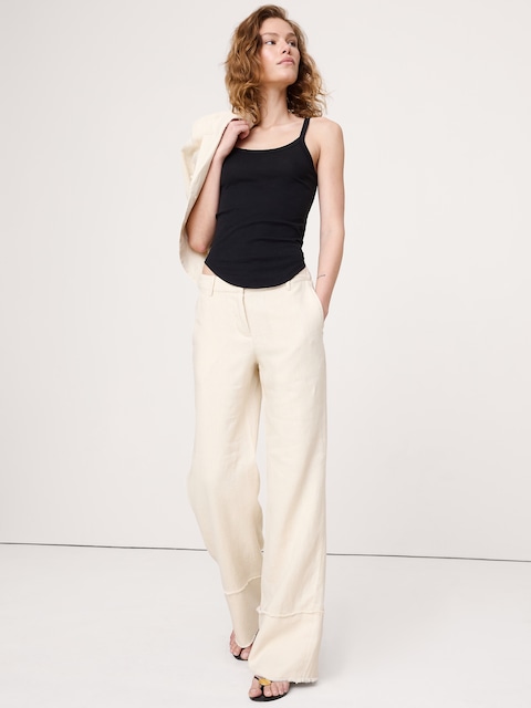 The Everyday Wide-Leg Pant in Fringe-Hem Linen